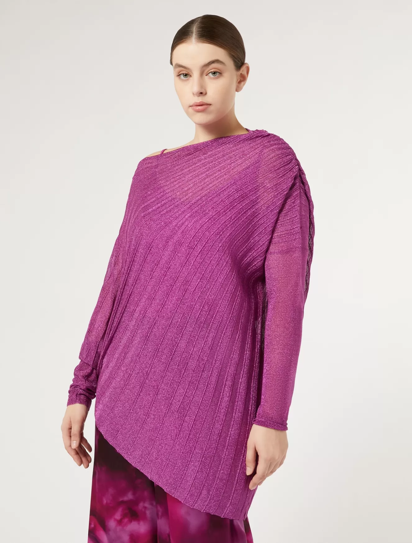 Pullover Und Strickwaren | Pullover Und Strickwaren<Marina Rinaldi Asymmetrischer Pullover im Rippenmuster ROSA