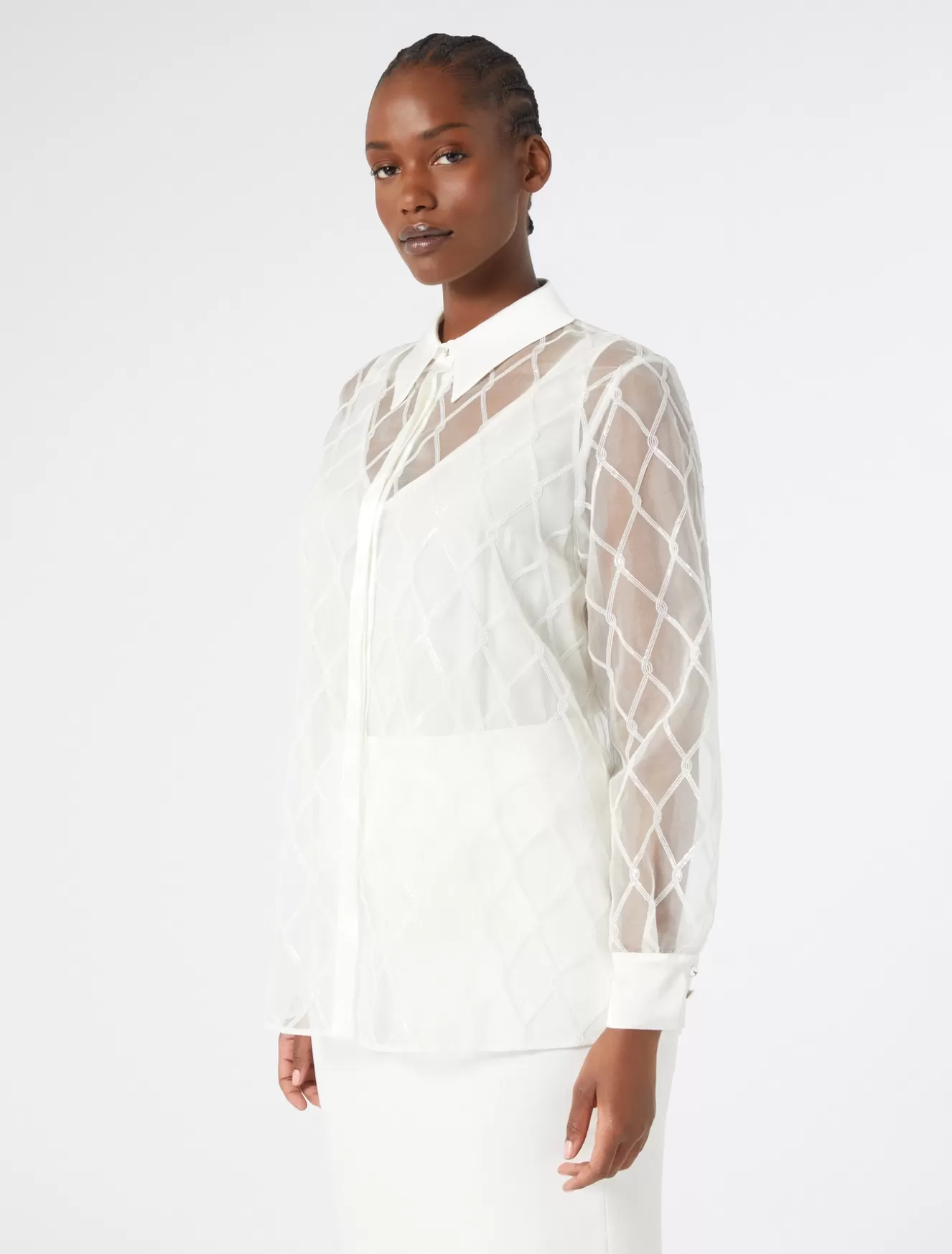 Blusen | Blusen<Marina Rinaldi Bestickte Bluse aus Organza WEISS