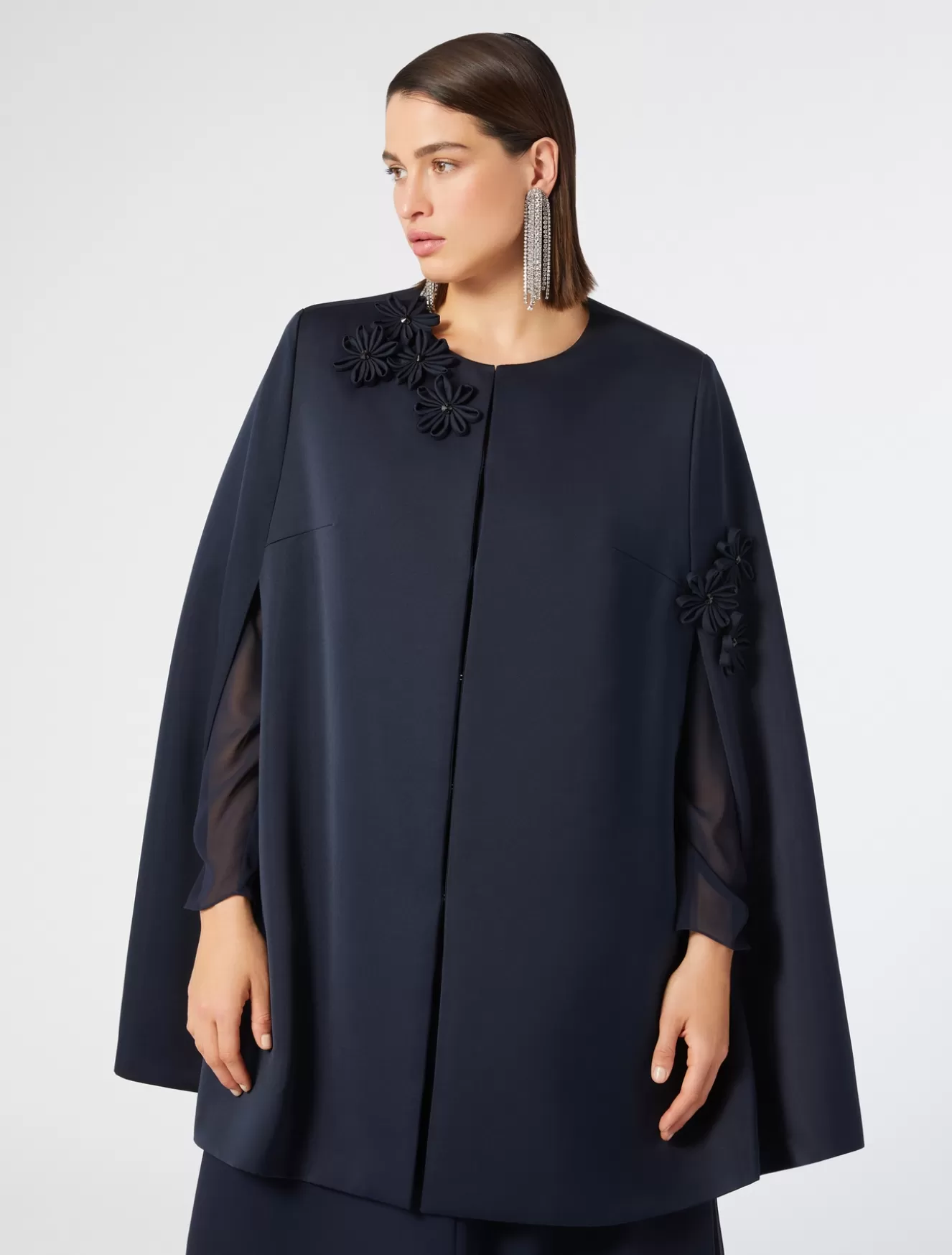 Jacken | Mäntel & Trenchcoats<Marina Rinaldi Besticktes Cape aus Duchesse NACHTBLAU