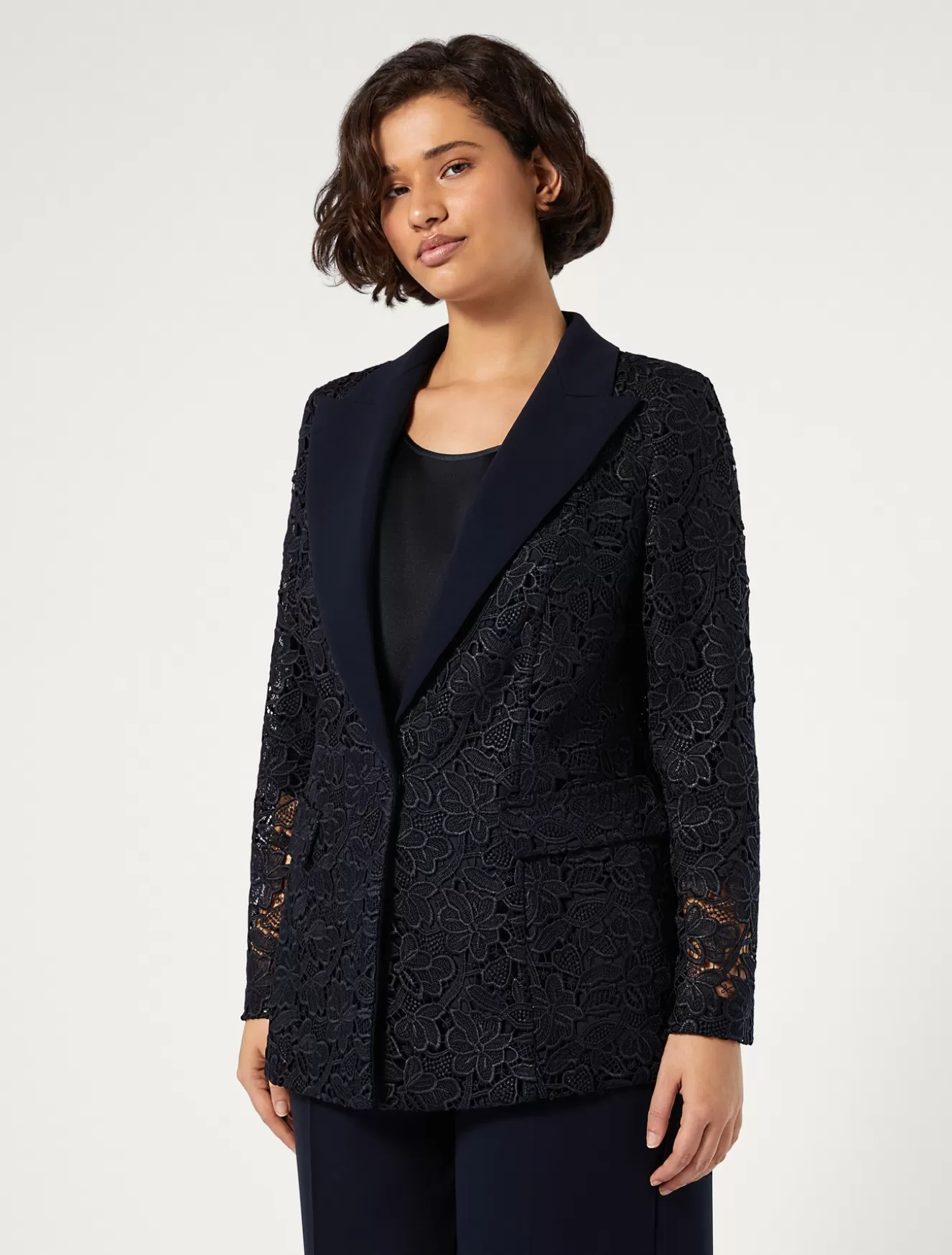 Jacken | Jacken & Blazer<Marina Rinaldi Blazer aus beschichtetem Makramee NACHTBLAU