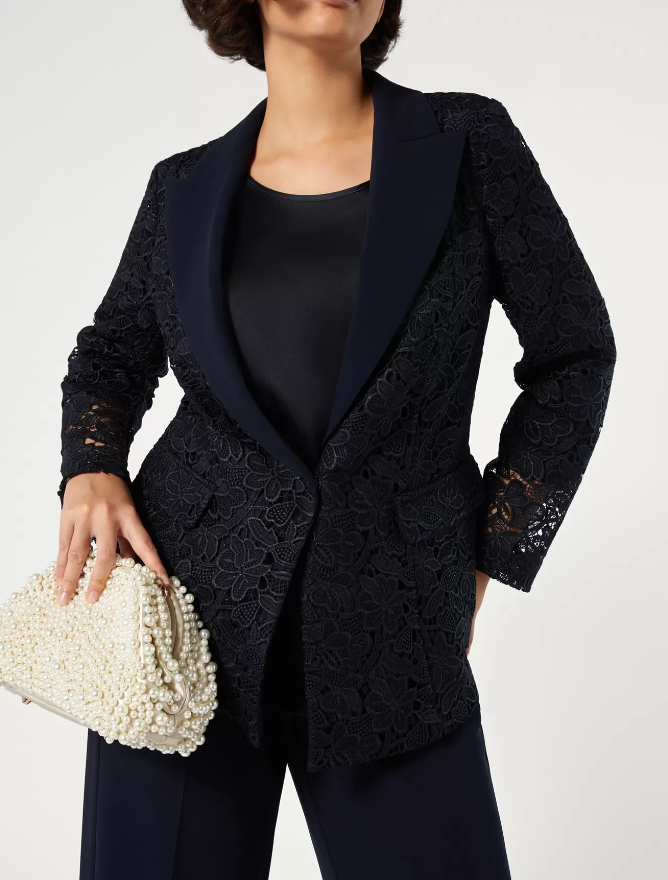 Jacken | Jacken & Blazer<Marina Rinaldi Blazer aus beschichtetem Makramee NACHTBLAU