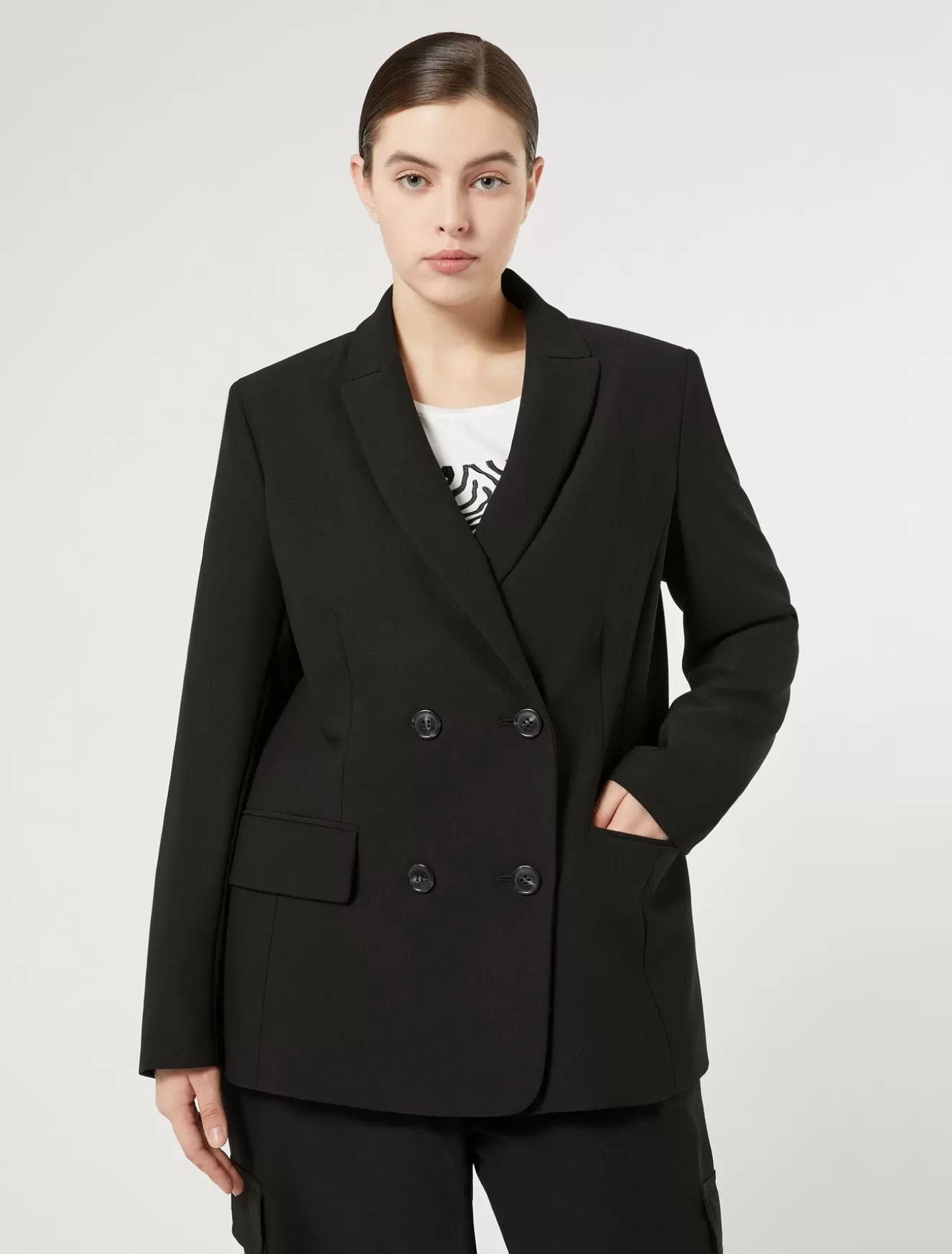 Jacken & Blazer | Jacken & Blazer<Marina Rinaldi Blazer aus Crêpe-Envers-Satin SCHWARZ