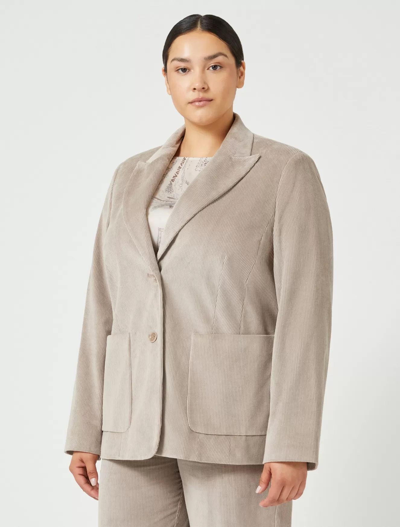 Jacken & Blazer | Jacken & Blazer<Marina Rinaldi Blazer aus Samt TAUBENGRAU