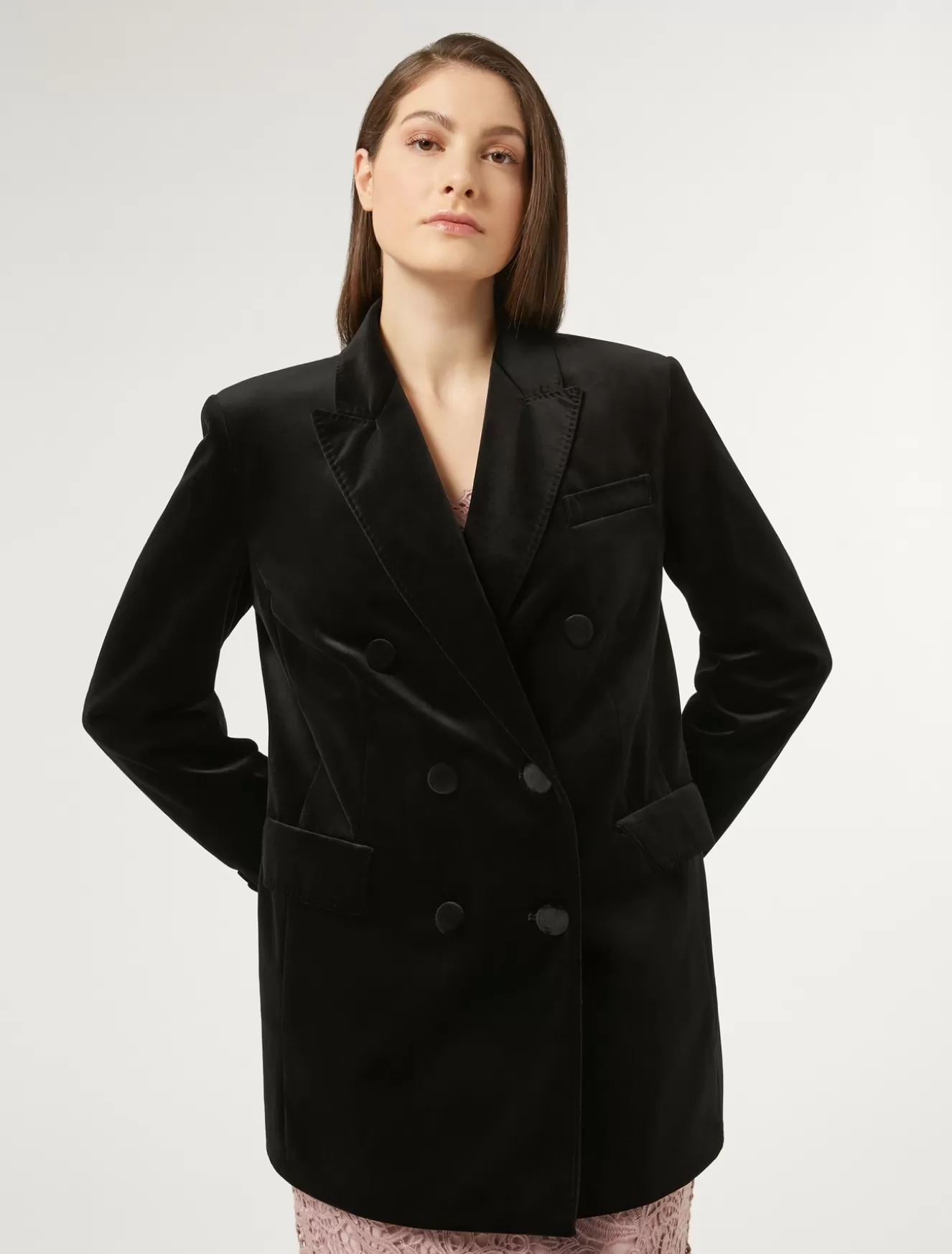 Jacken & Blazer | Jacken & Blazer<Marina Rinaldi Blazer aus Samt SCHWARZ