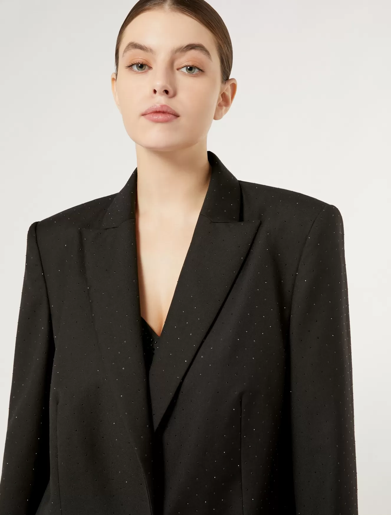 Jacken | Jacken & Blazer<Marina Rinaldi Blazer aus Twill mit Strass SCHWARZ