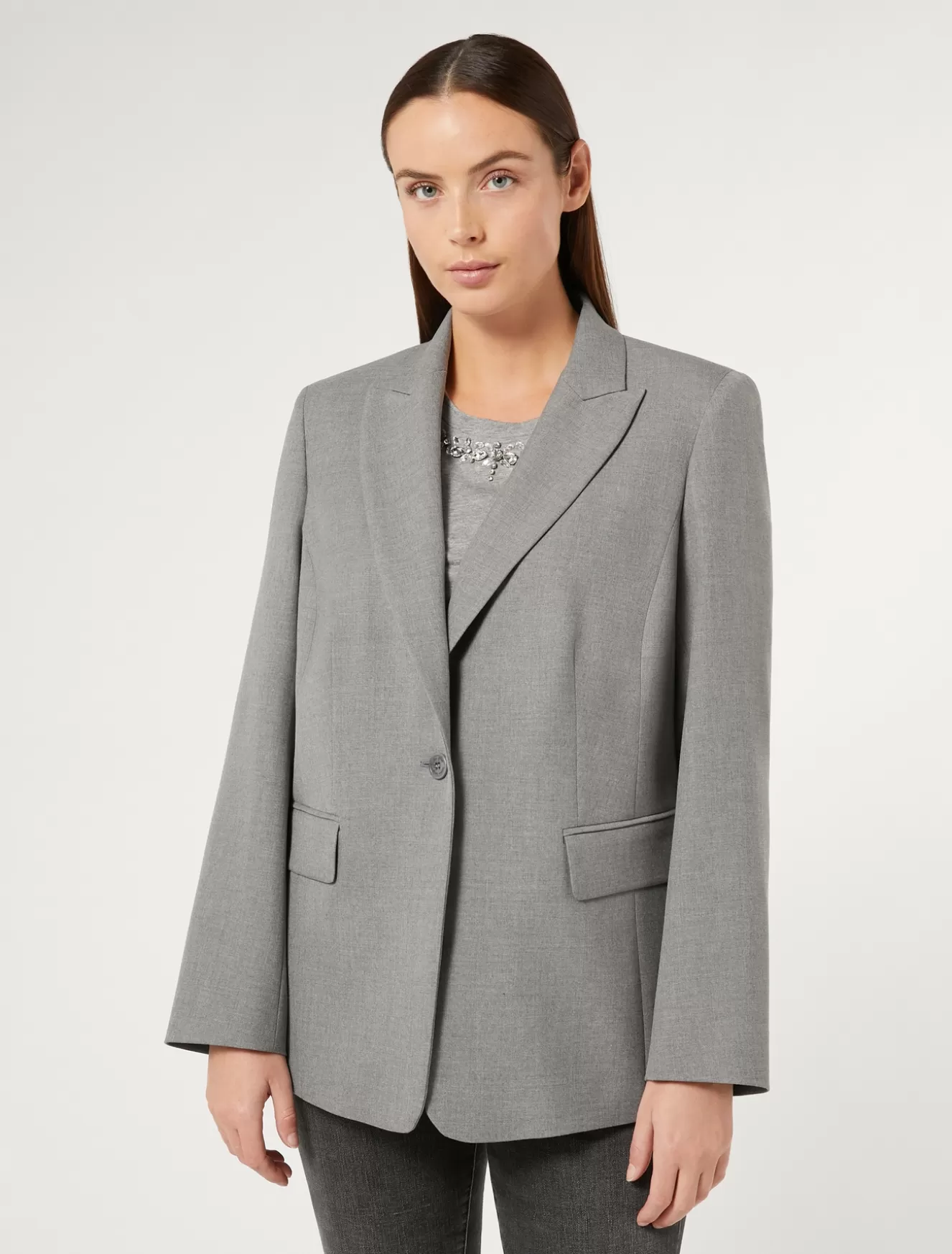 Jacken & Blazer | Jacken & Blazer<Marina Rinaldi Blazer aus Viskosemischung MITTELGRAU