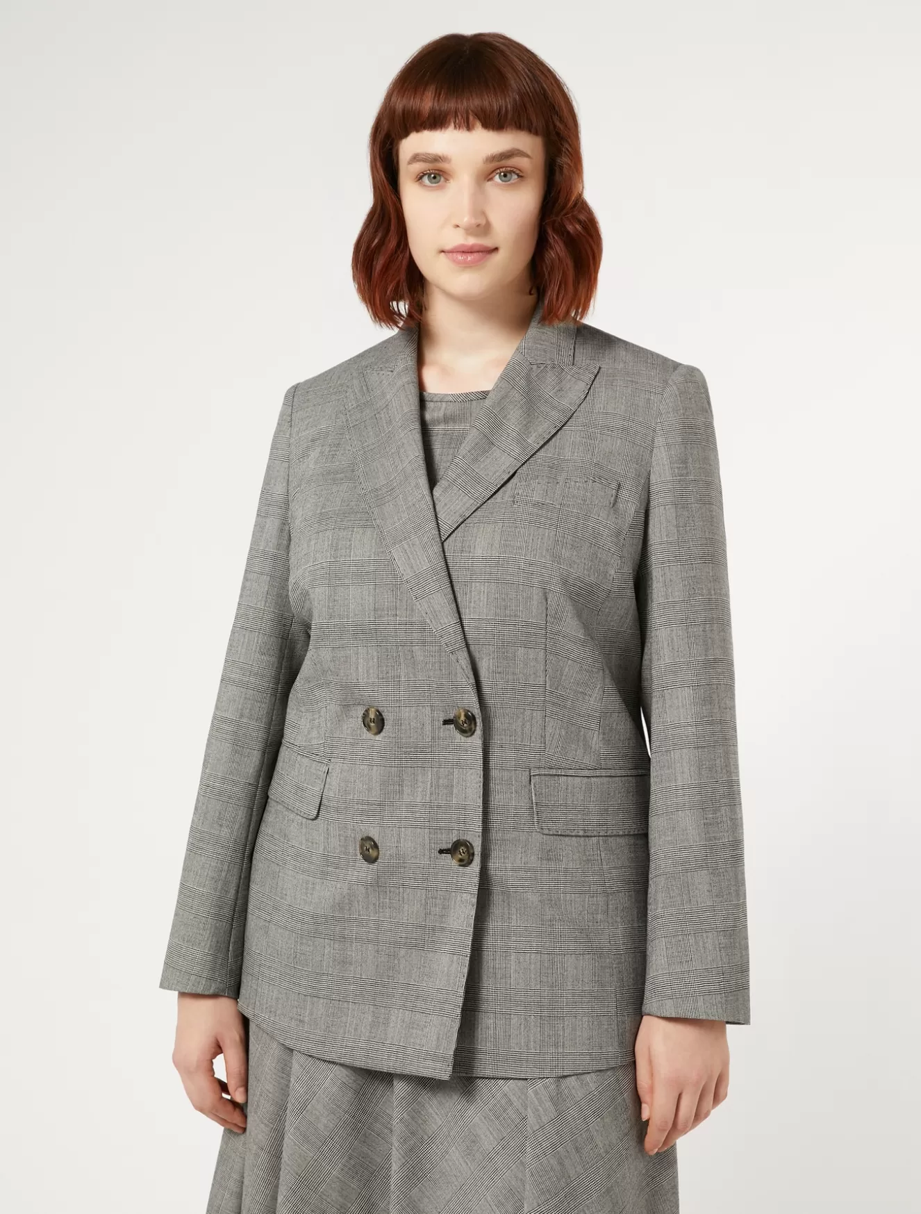 Jacken & Blazer | Jacken & Blazer<Marina Rinaldi Blazer aus Woll-Foulé SCHWARZWEISS