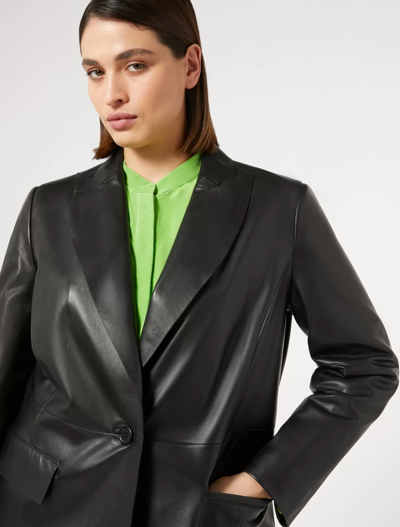 Jacken & Blazer | Jacken & Blazer<Marina Rinaldi Blazerjacke aus Nappaleder SCHWARZ