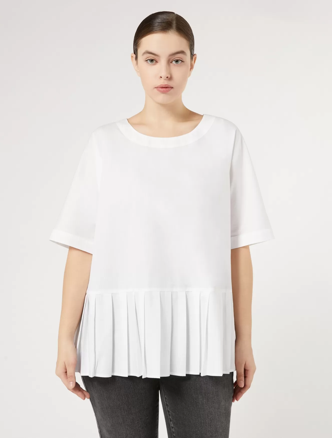 Blusen | Blusen<Marina Rinaldi Bluse aus Baumwollpopeline WEISS