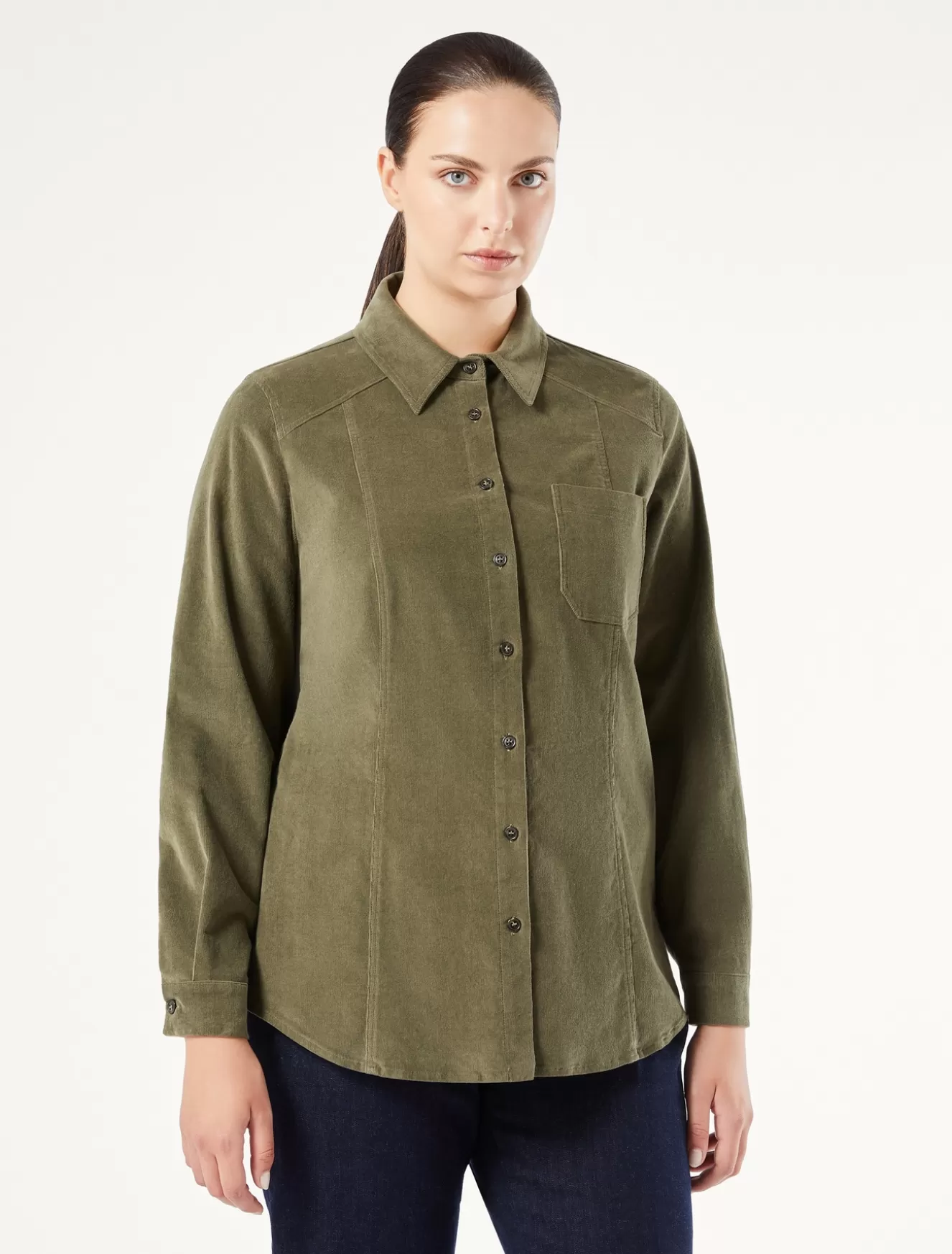 Blusen | Blusen<Marina Rinaldi Bluse aus Baumwollsamt KHAKI