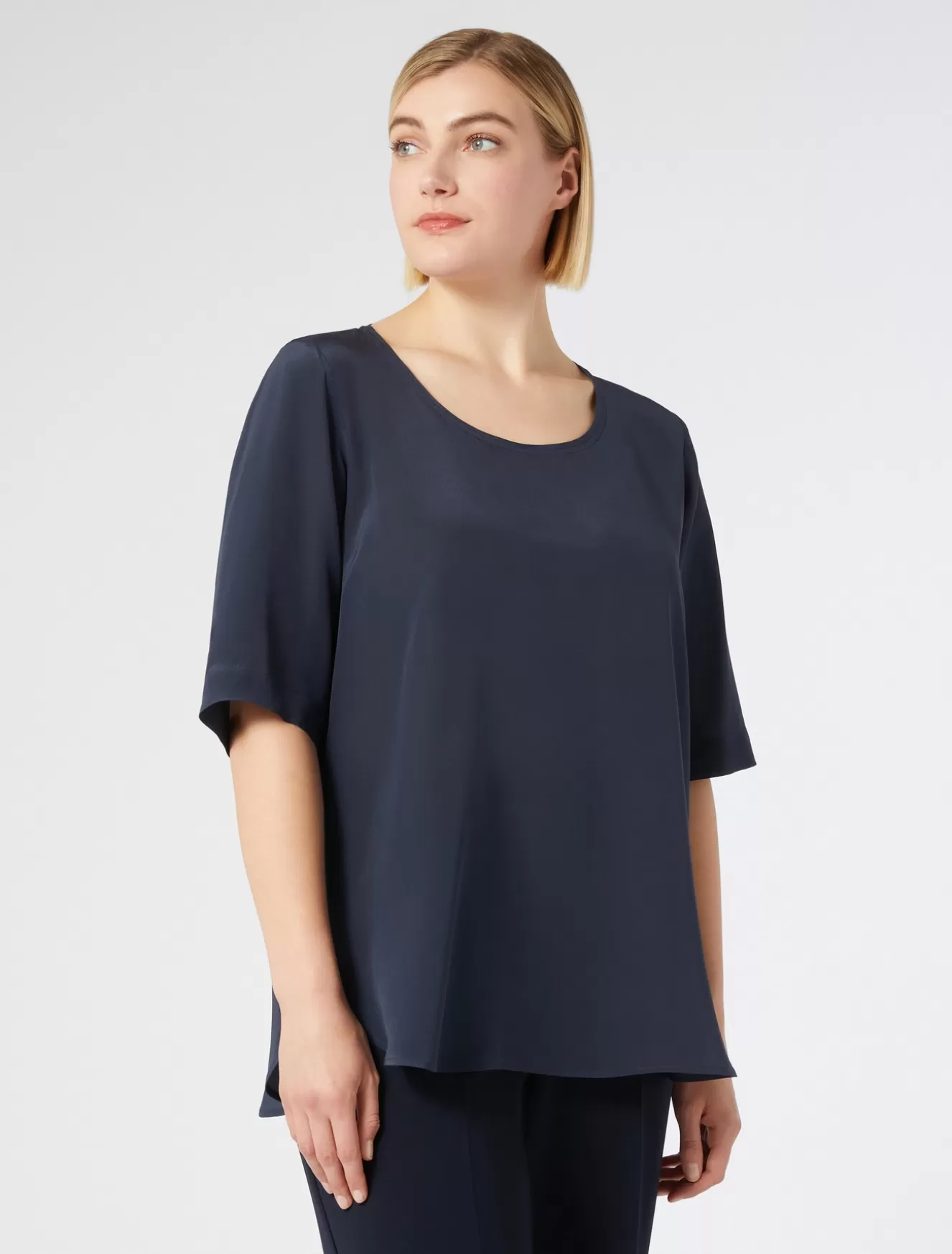 Blusen | Blusen<Marina Rinaldi Bluse aus Crêpe-de-Chine-Seide LICHTBLAU