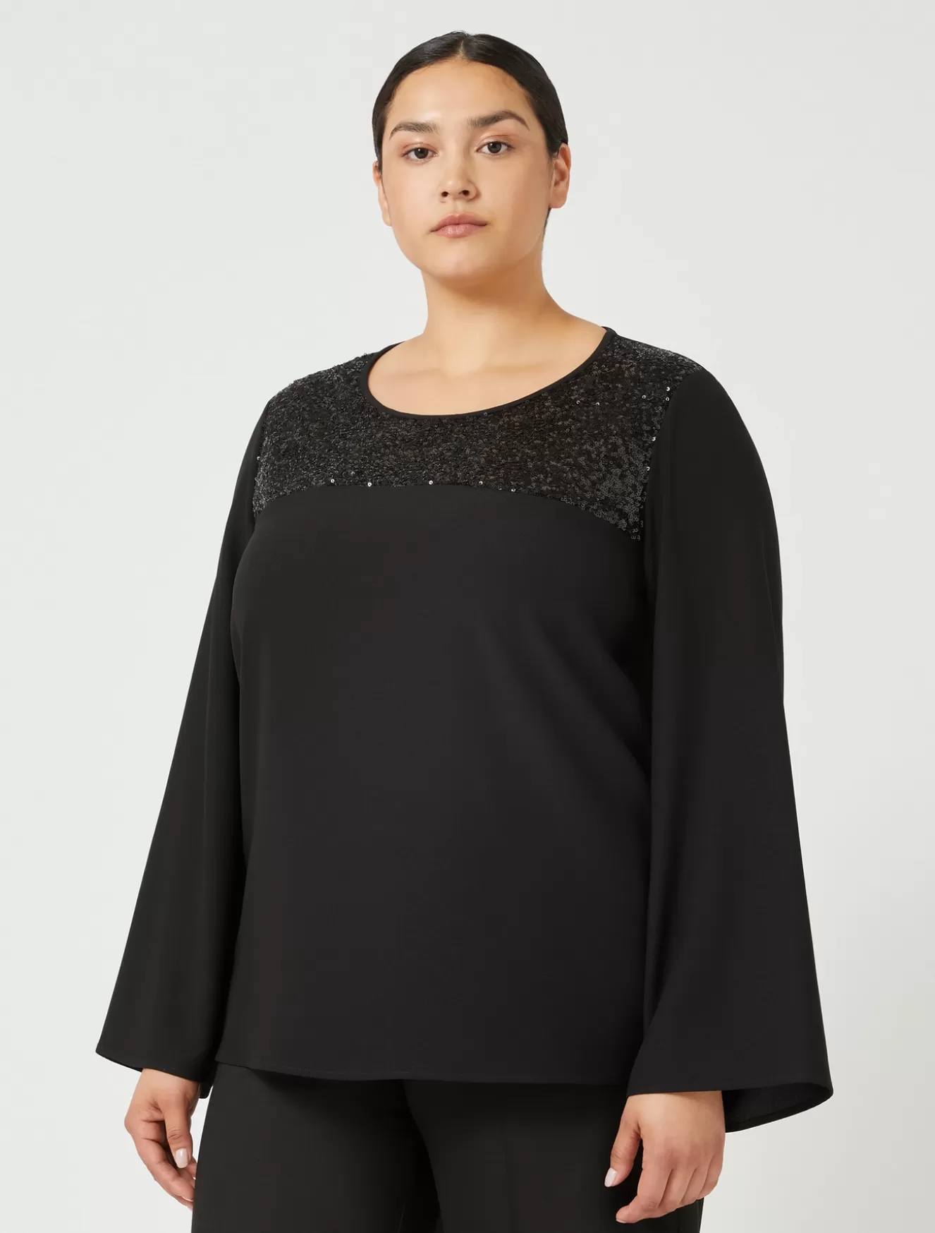 Blusen | Blusen<Marina Rinaldi Bluse aus Crêpe-Envers-Satin SCHWARZ