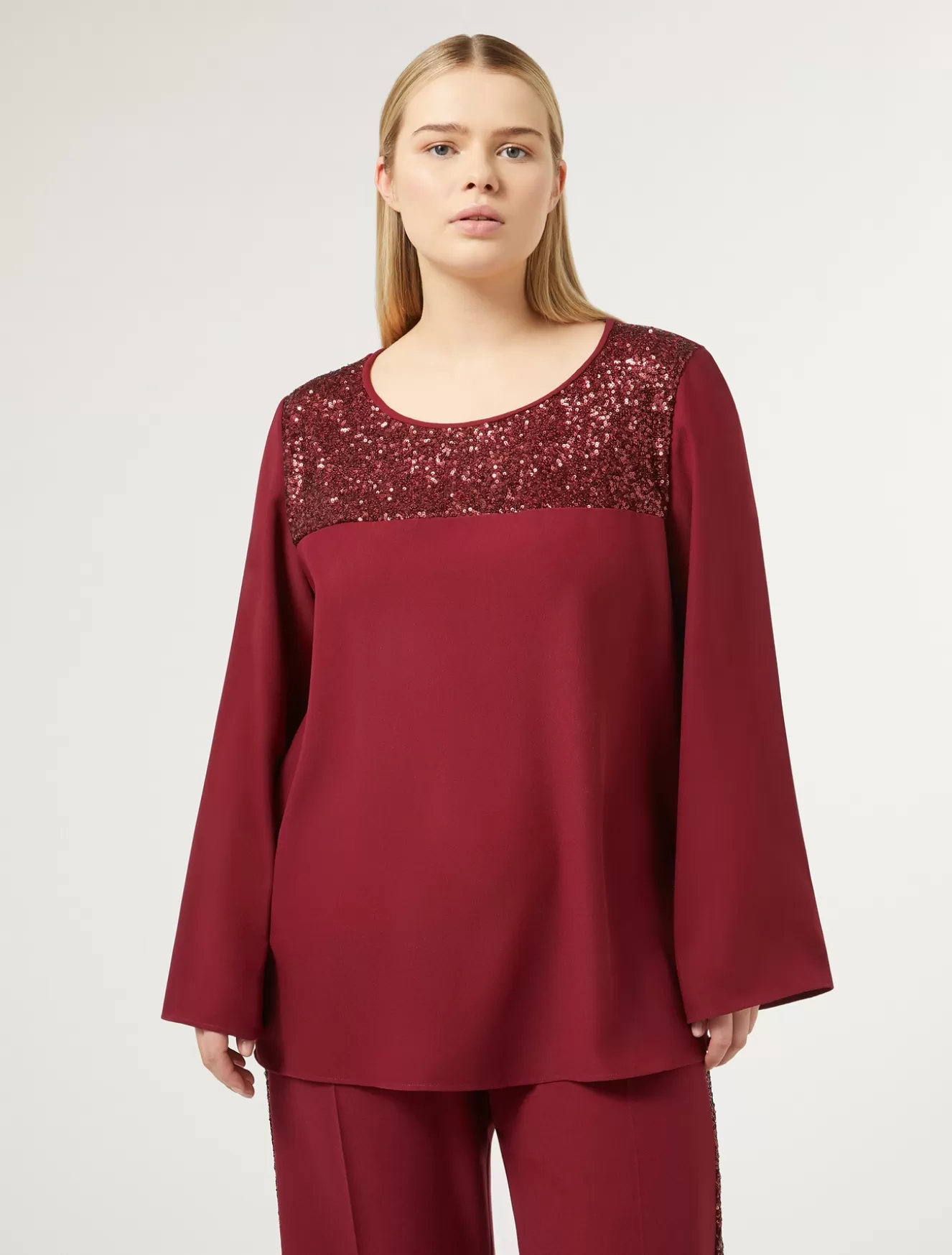 Blusen | Blusen<Marina Rinaldi Bluse aus Crêpe-Envers-Satin RUBIN