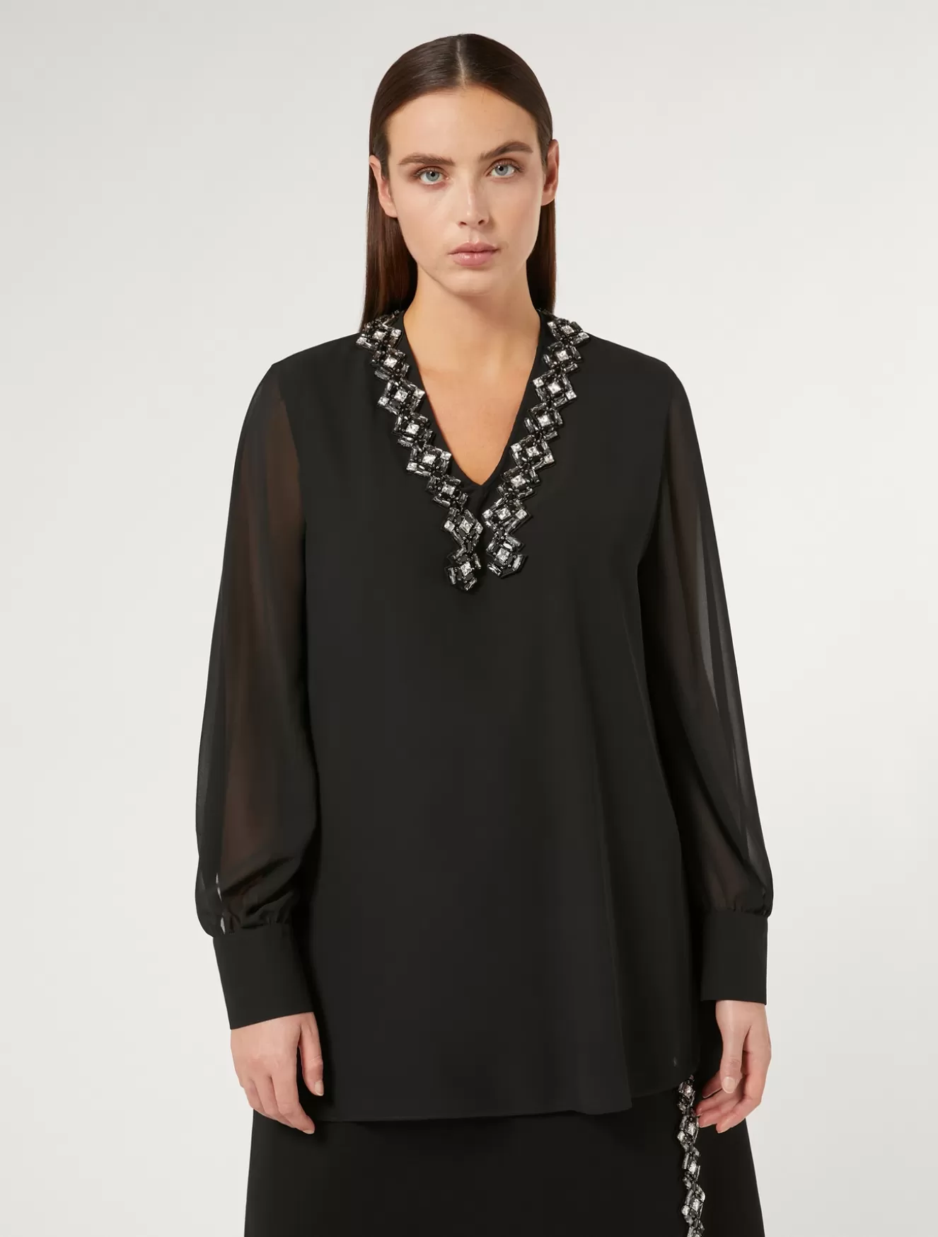 Blusen | Blusen<Marina Rinaldi Bluse aus Crêpe-Georgette SCHWARZ