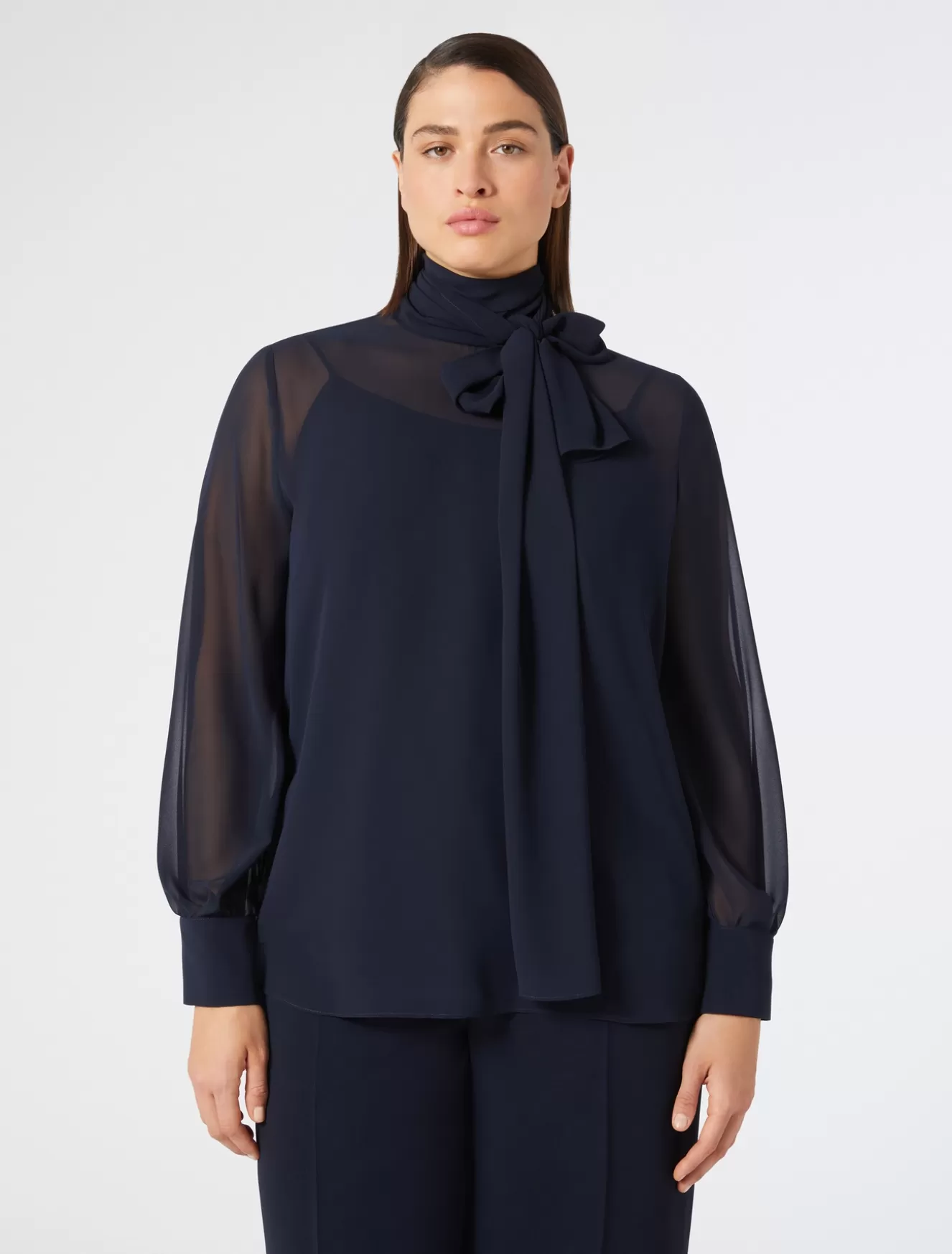 Blusen | Blusen<Marina Rinaldi Bluse aus Crêpe-Georgette NACHTBLAU