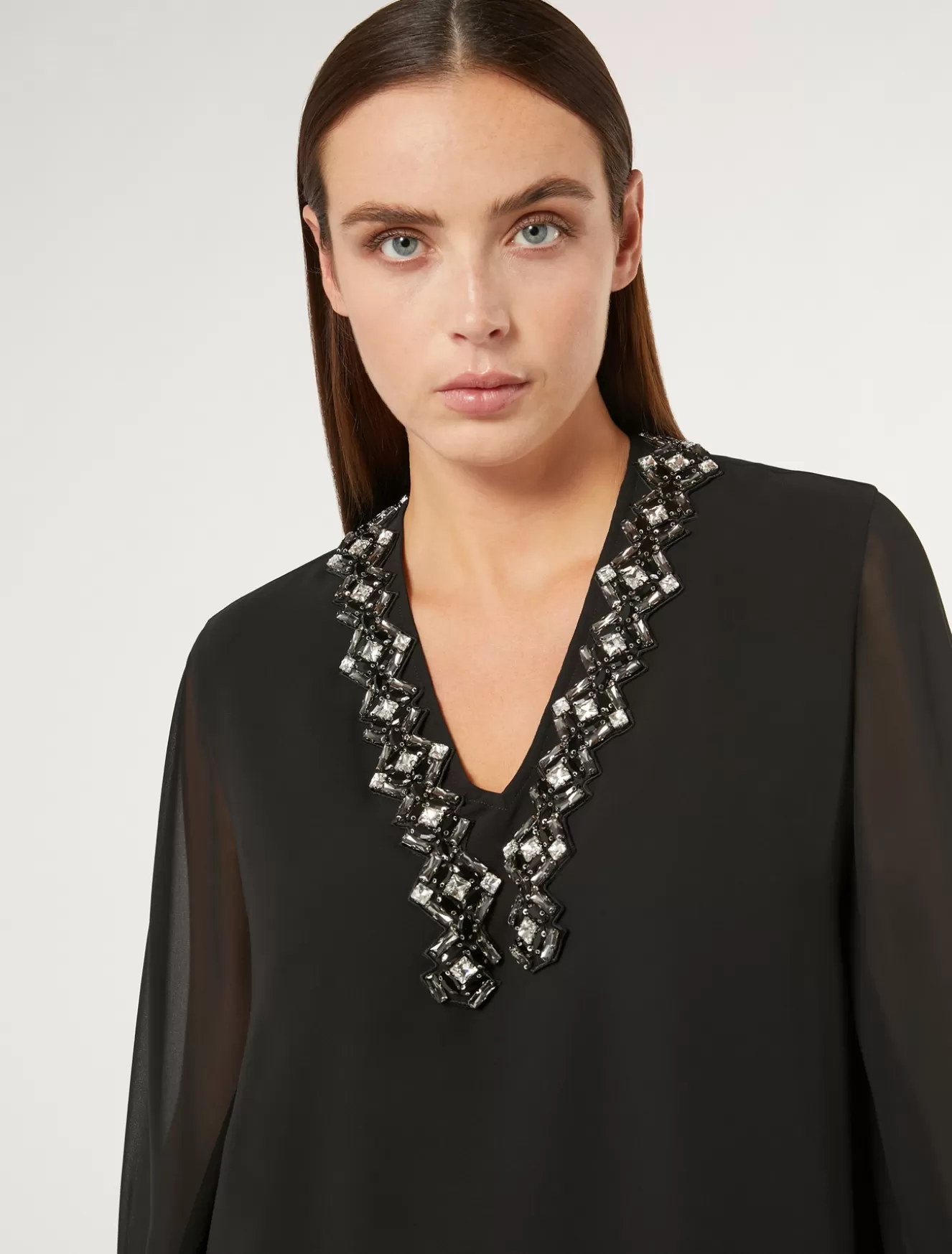 Blusen | Blusen<Marina Rinaldi Bluse aus Crêpe-Georgette SCHWARZ