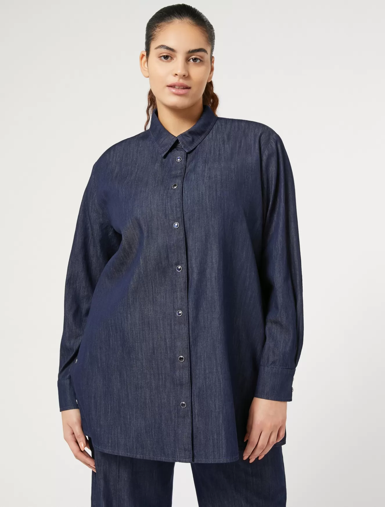 Blusen | Blusen<Marina Rinaldi Bluse aus leichtem Denim NACHTBLAU