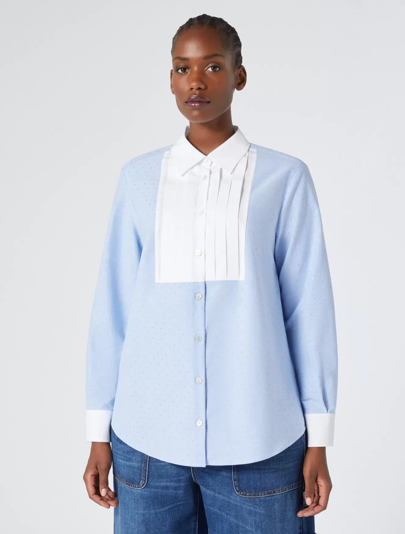 Blusen | Blusen<Marina Rinaldi Bluse aus Oxford-Baumwolle AZURBLAU