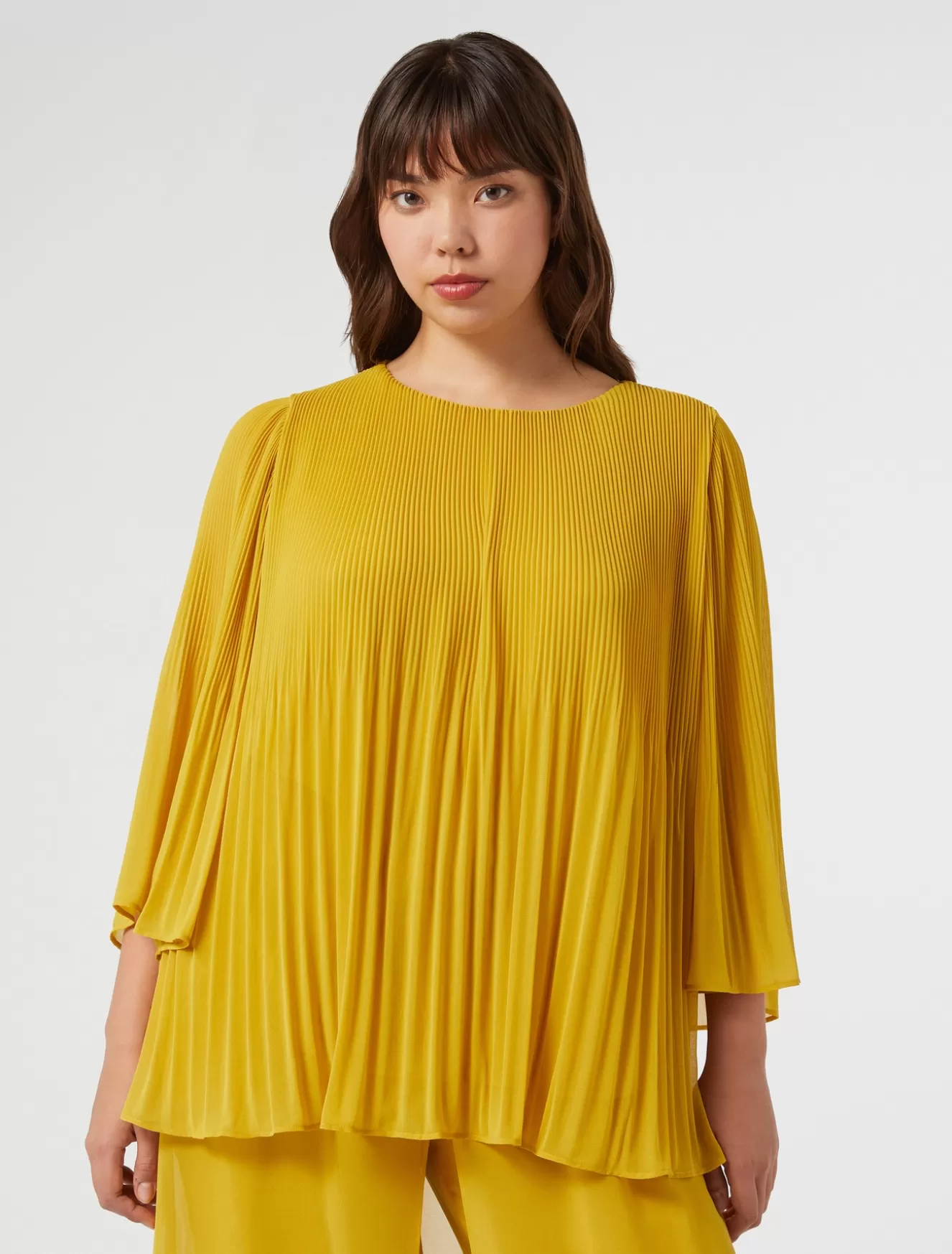 Blusen | Blusen<Marina Rinaldi Bluse aus Plissee-Georgette GOLD