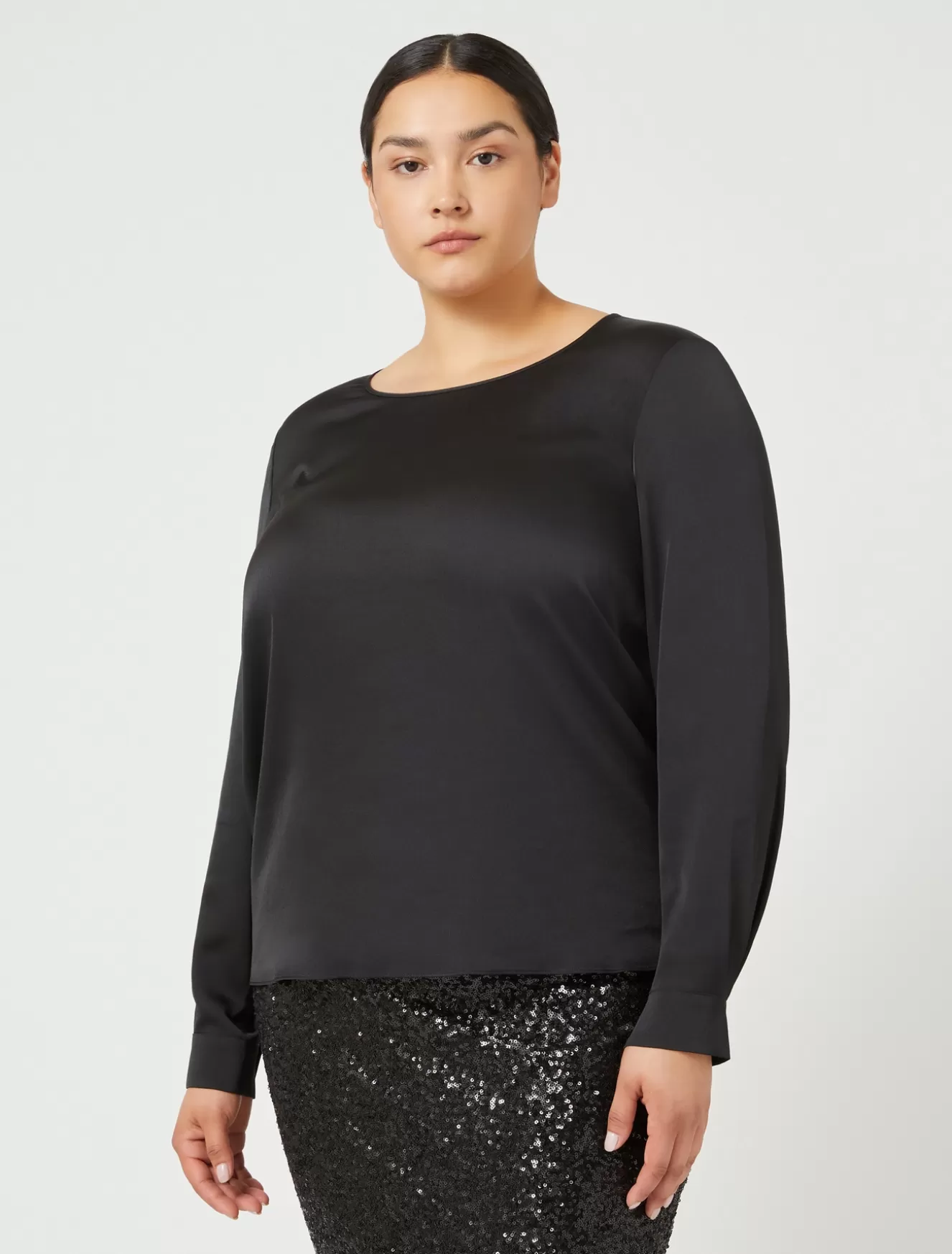 Blusen | Blusen<Marina Rinaldi Bluse aus Satin SCHWARZ