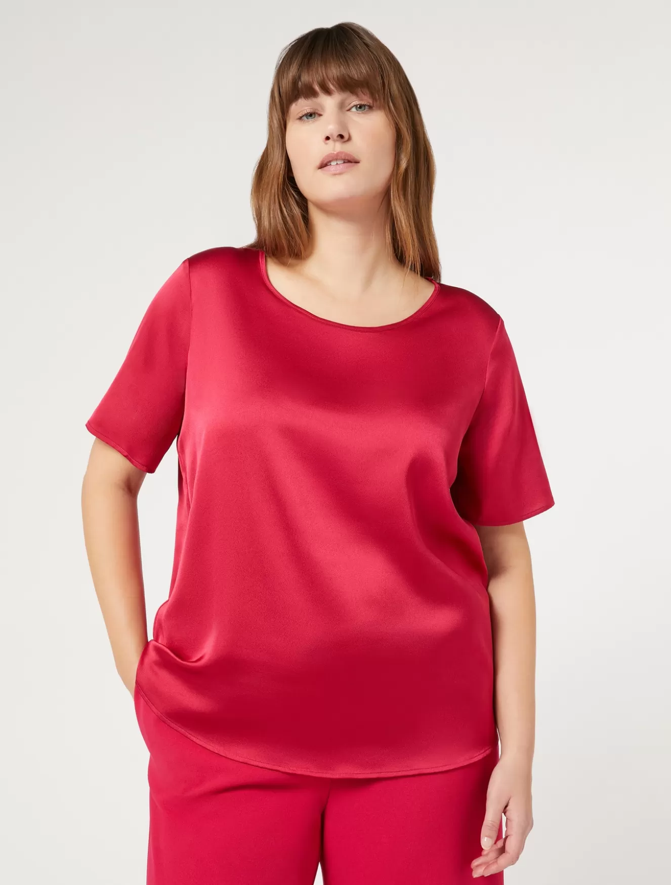 Blusen | Blusen<Marina Rinaldi Bluse aus Satin ROT