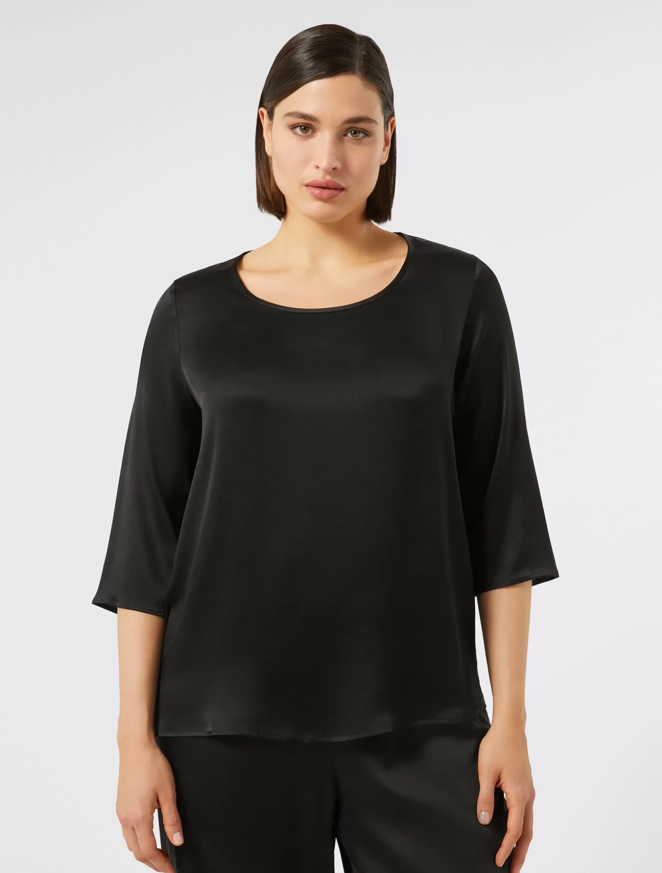 Blusen | Blusen<Marina Rinaldi Bluse aus Seiden-Mix SCHWARZ