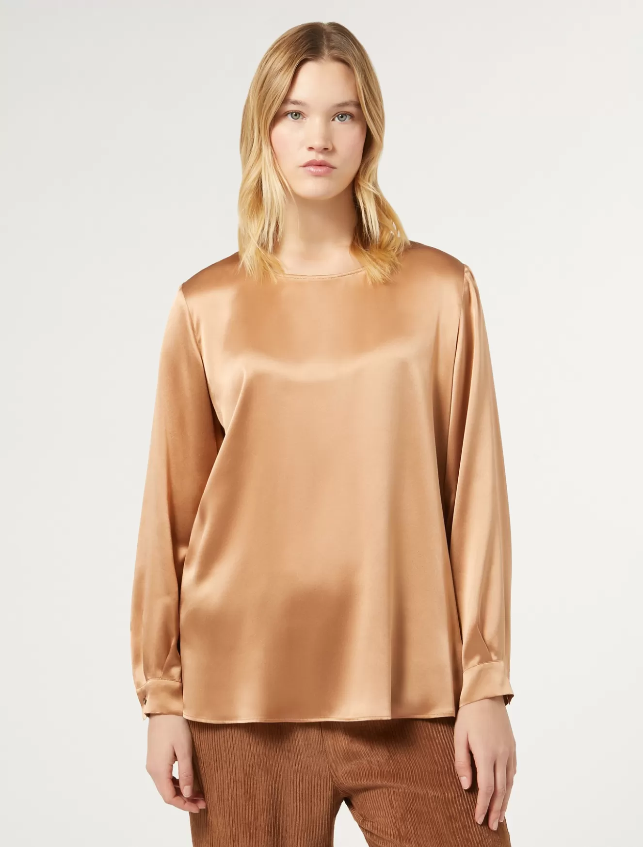 Blusen | Blusen<Marina Rinaldi Bluse aus Seidensatin KAMEL