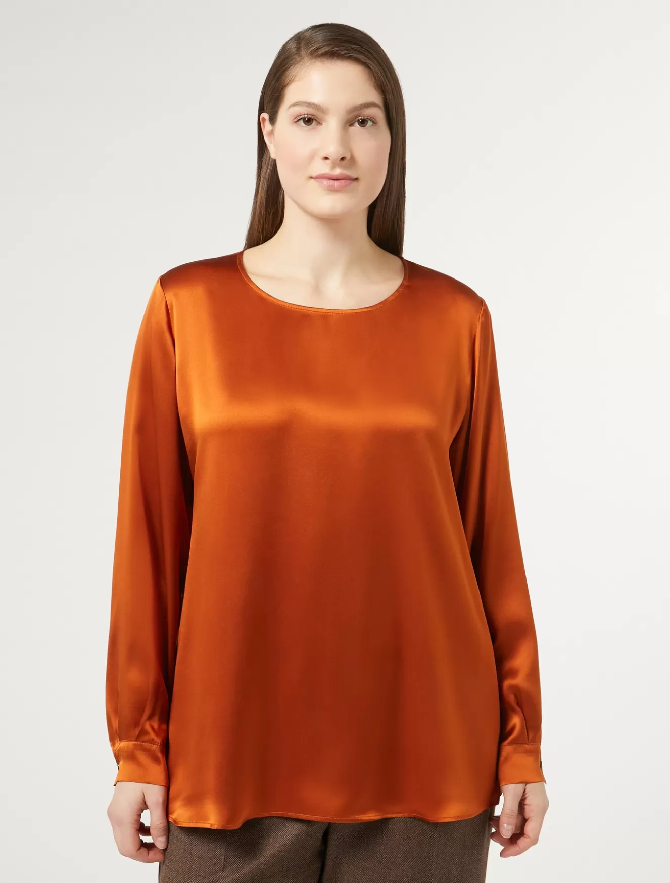 Blusen | Blusen<Marina Rinaldi Bluse aus Seidensatin ROTORANGE