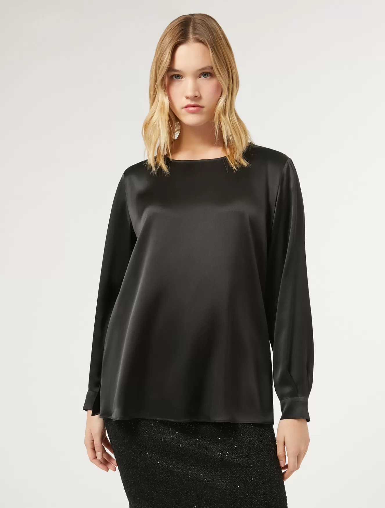 Blusen | Blusen<Marina Rinaldi Bluse aus Seidensatin SCHWARZ