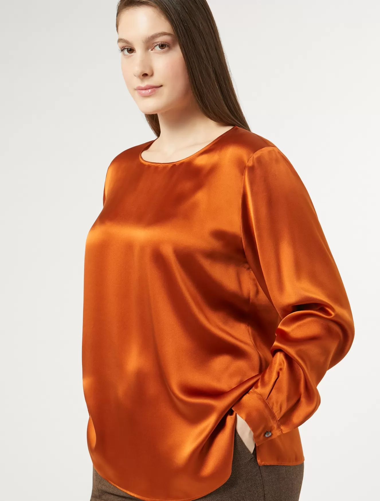 Blusen | Blusen<Marina Rinaldi Bluse aus Seidensatin ROTORANGE