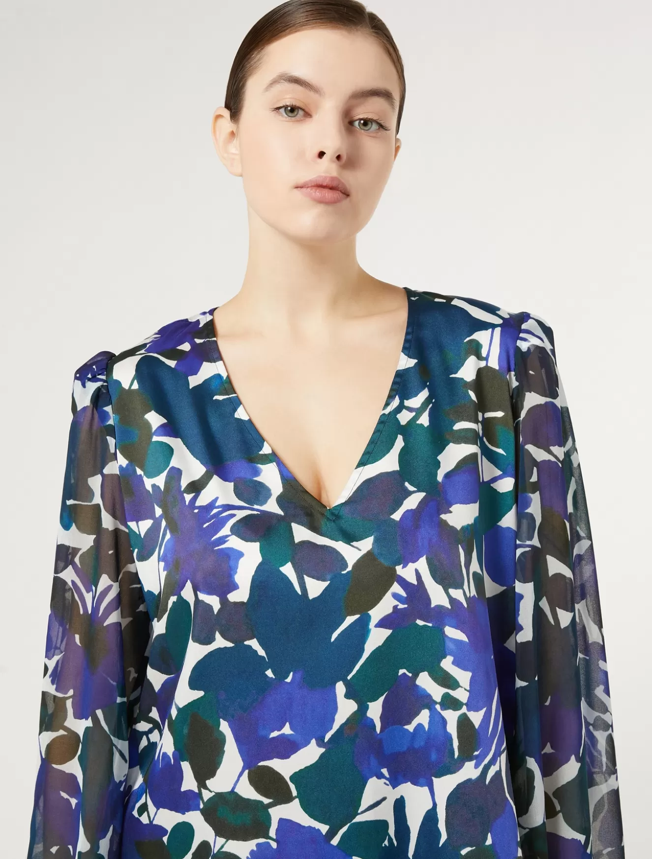 Blusen | Blusen<Marina Rinaldi Bluse aus Twill und Georgette SCHWARZ