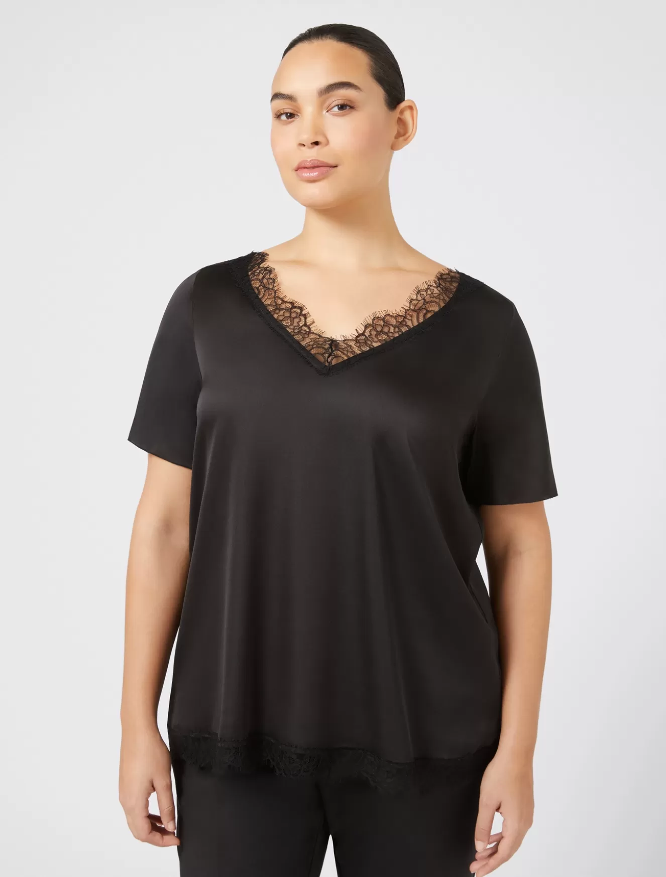 Blusen | Blusen<Marina Rinaldi Bluse mit Spitzendetails SCHWARZ