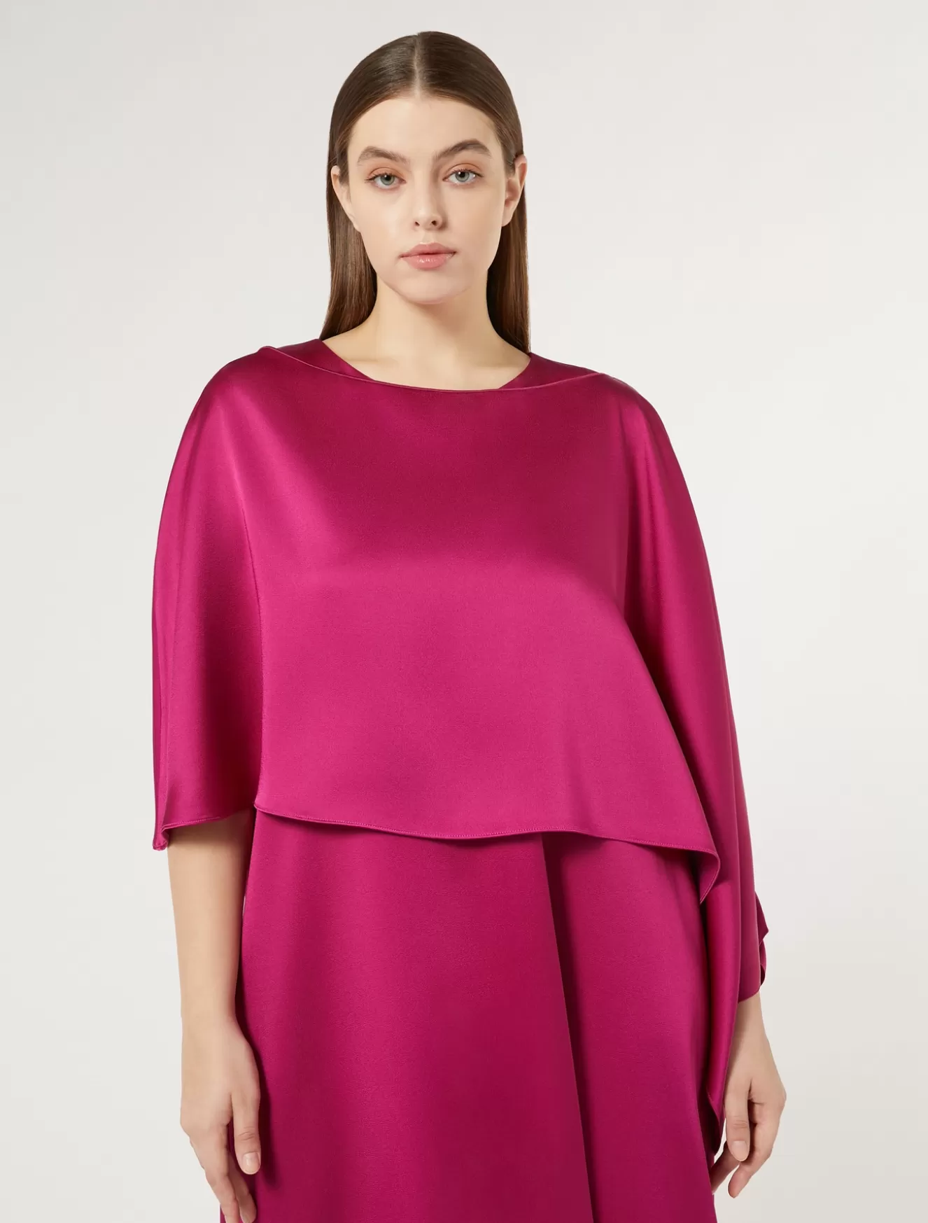 Jacken | Accessoires<Marina Rinaldi Cape aus Crêpe-Envers-Satin HIMBEERE