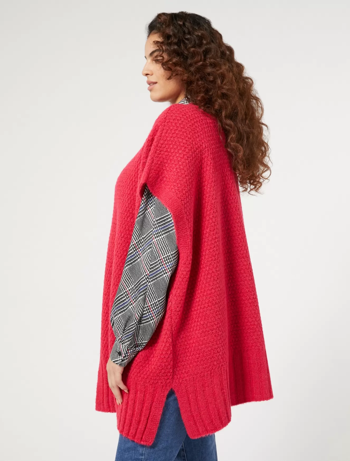 Pullover Und Strickwaren | Pullover Und Strickwaren<Marina Rinaldi Cape aus Wollmischung SHOCKINGPINK