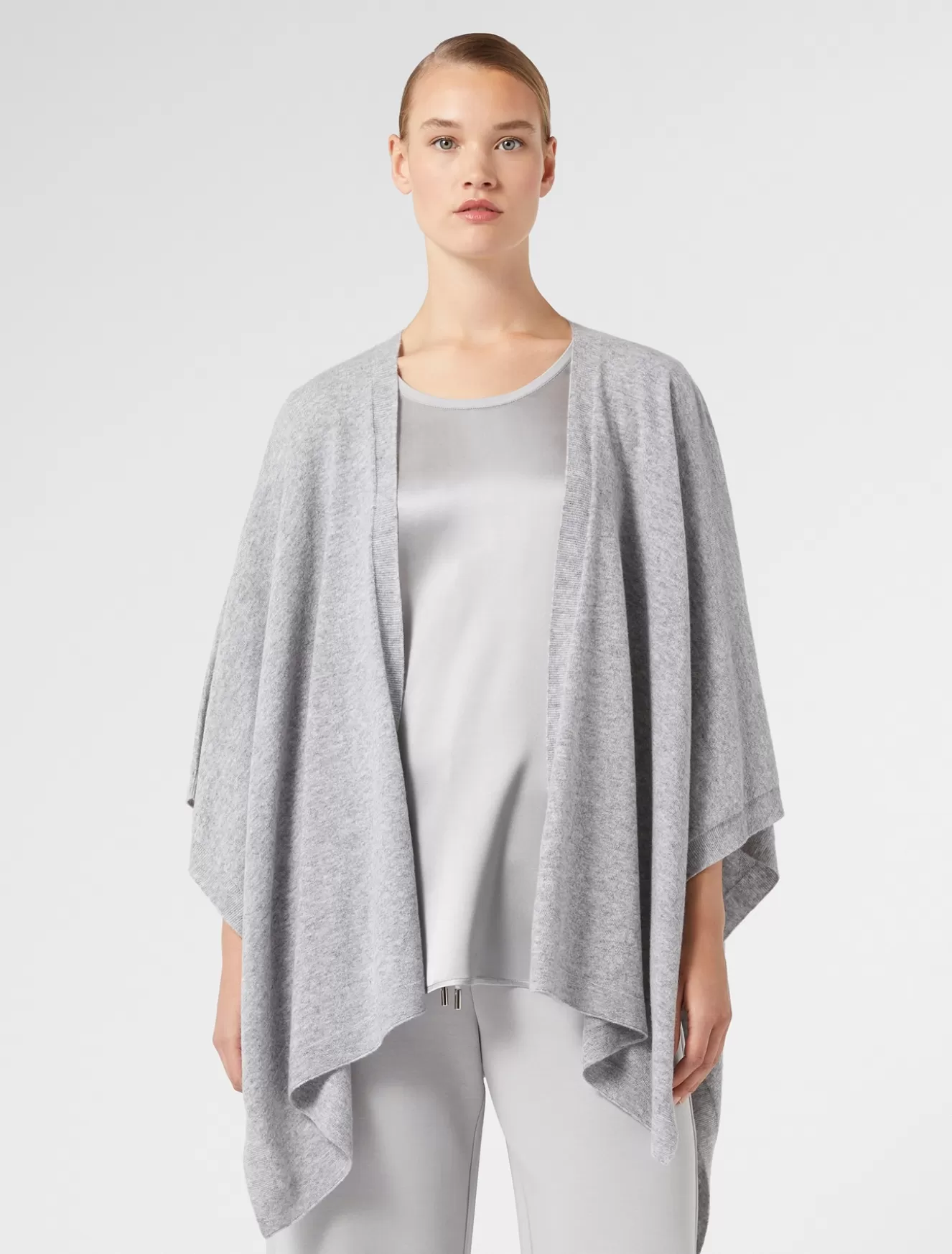 Accessoires<Marina Rinaldi Cape aus Woll-Streichgarn HELLGRAU