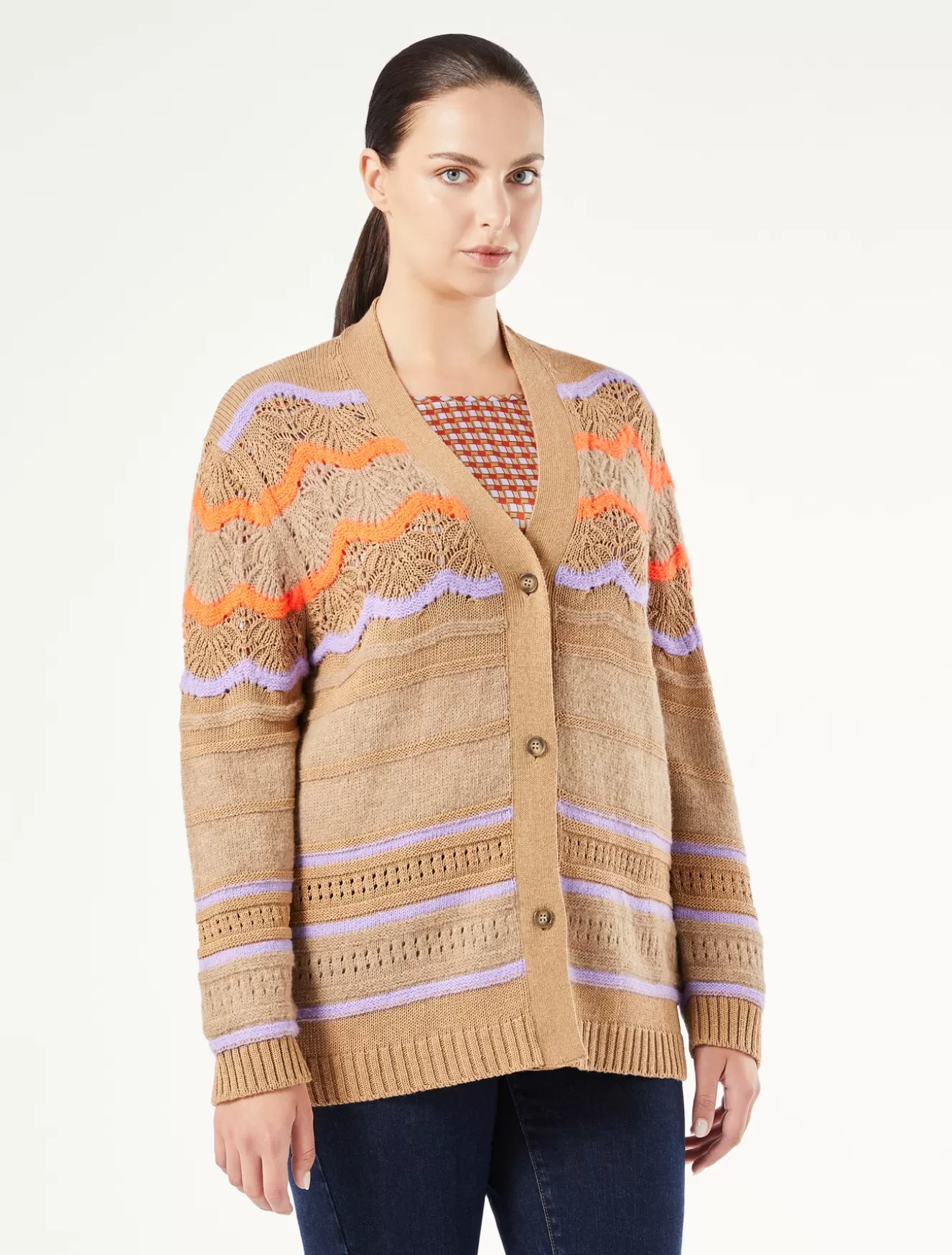 Pullover Und Strickwaren | Pullover Und Strickwaren<Marina Rinaldi Cardigan aus Wollgemisch HASELNUSS