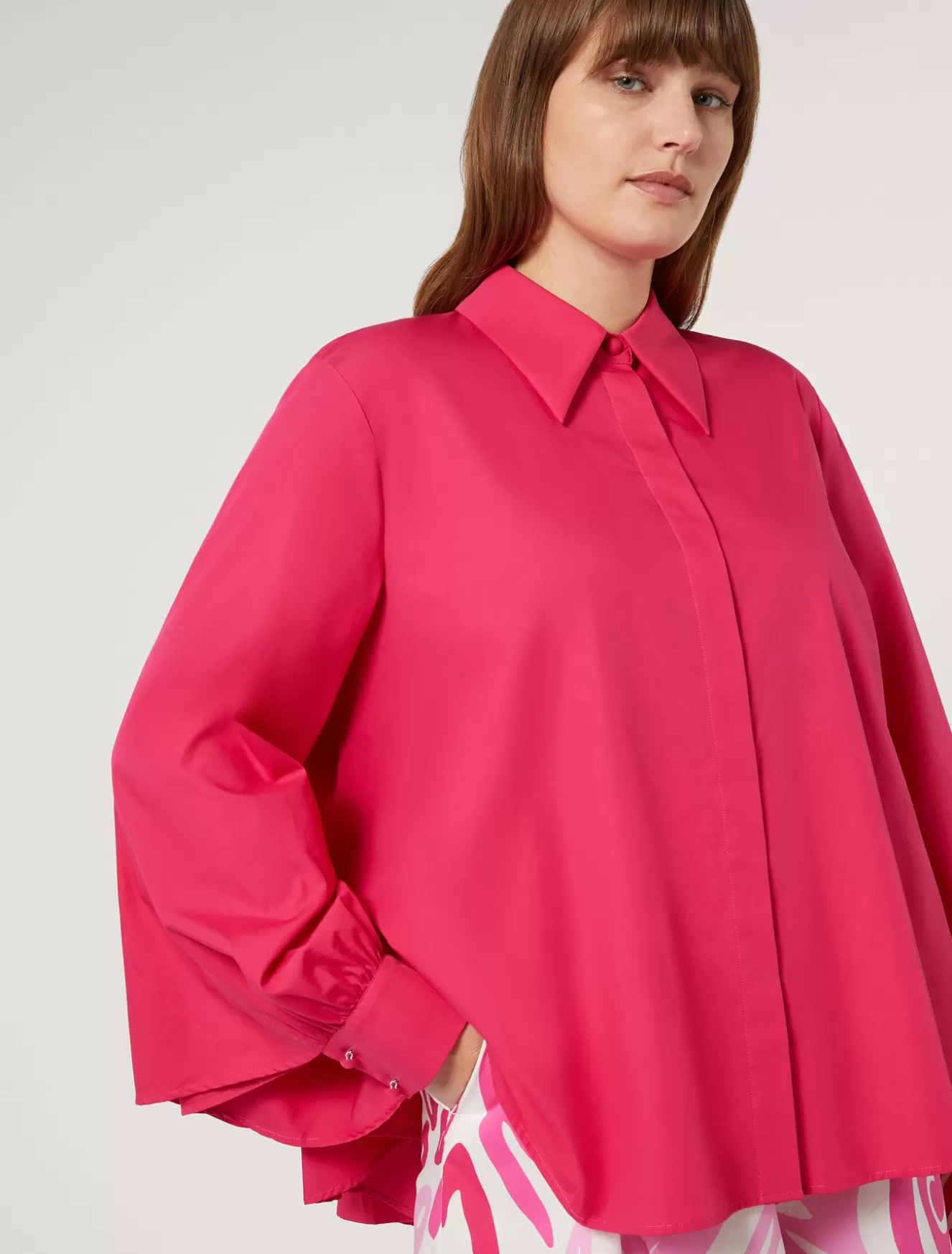 Blusen<Marina Rinaldi Hemdbluse aus Baumwolle FUCHSIE