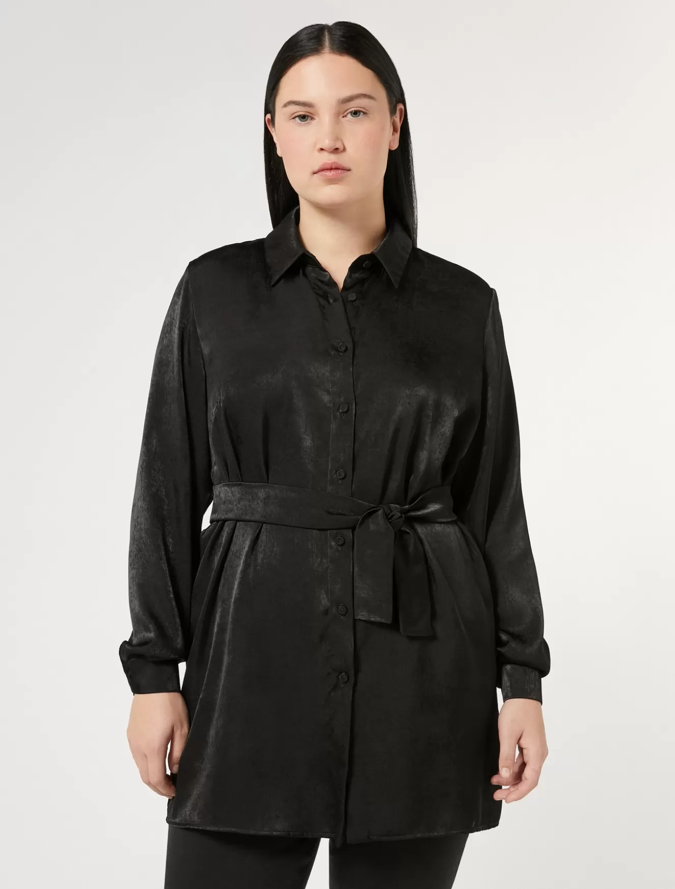 Blusen | Blusen<Marina Rinaldi Hemdbluse aus Satin SCHWARZ