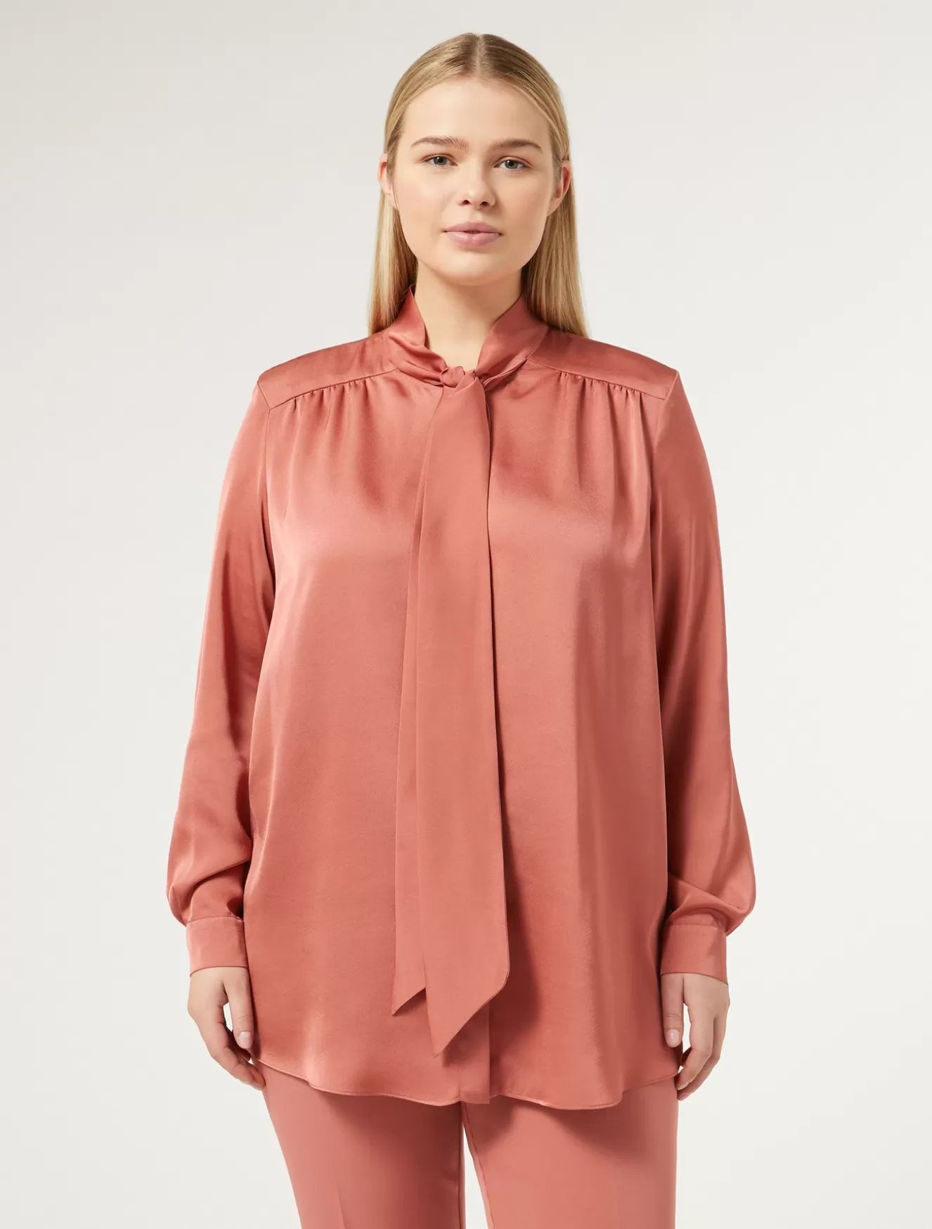 Blusen | Blusen<Marina Rinaldi Hemdbluse aus Satin TERRAKOTTA