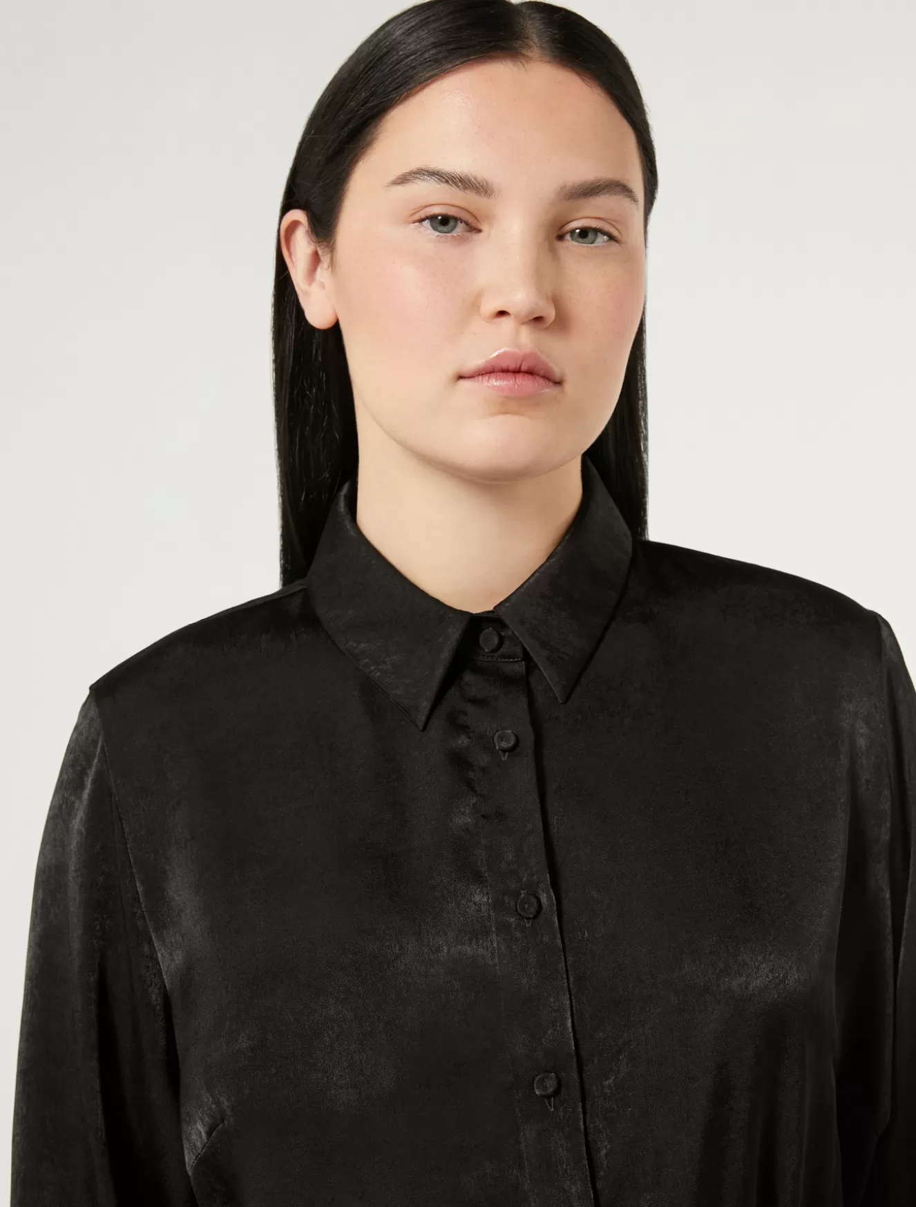 Blusen | Blusen<Marina Rinaldi Hemdbluse aus Satin SCHWARZ