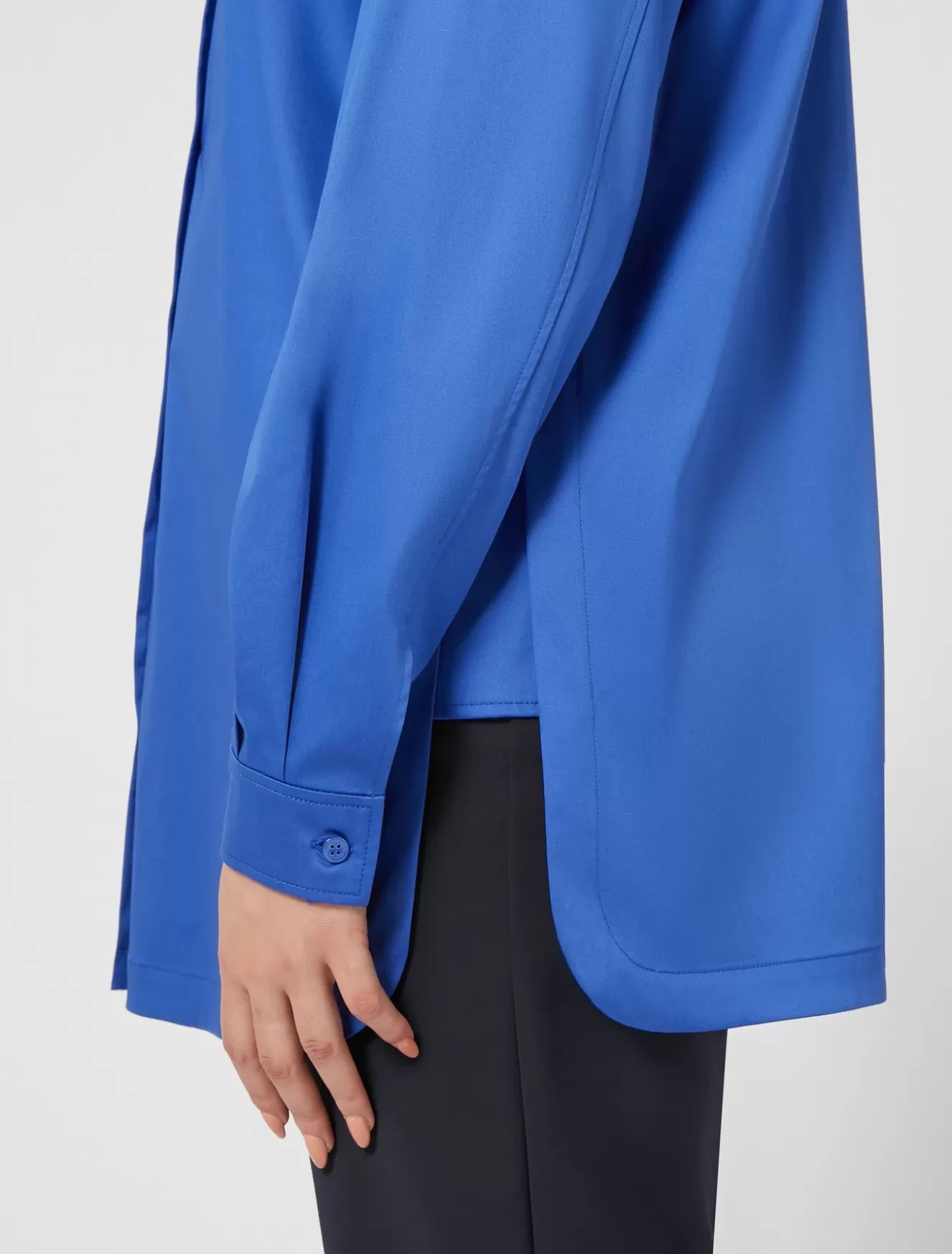 Blusen | Blusen<Marina Rinaldi Hemdbluse aus Satin mit Stretchanteil CHINABLAU