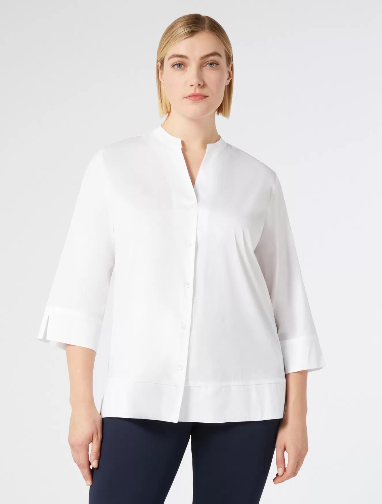 Blusen | Blusen<Marina Rinaldi Hemdbluse aus Stretch-Popeline WEISS