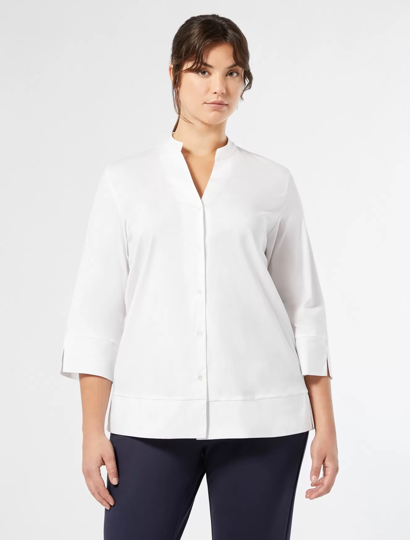 Blusen | Blusen<Marina Rinaldi Hemdbluse aus Stretch-Popeline WEISS