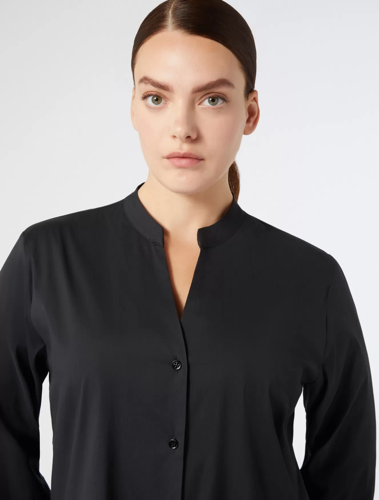 Blusen | Blusen<Marina Rinaldi Hemdbluse aus Stretch-Popeline SCHWARZ