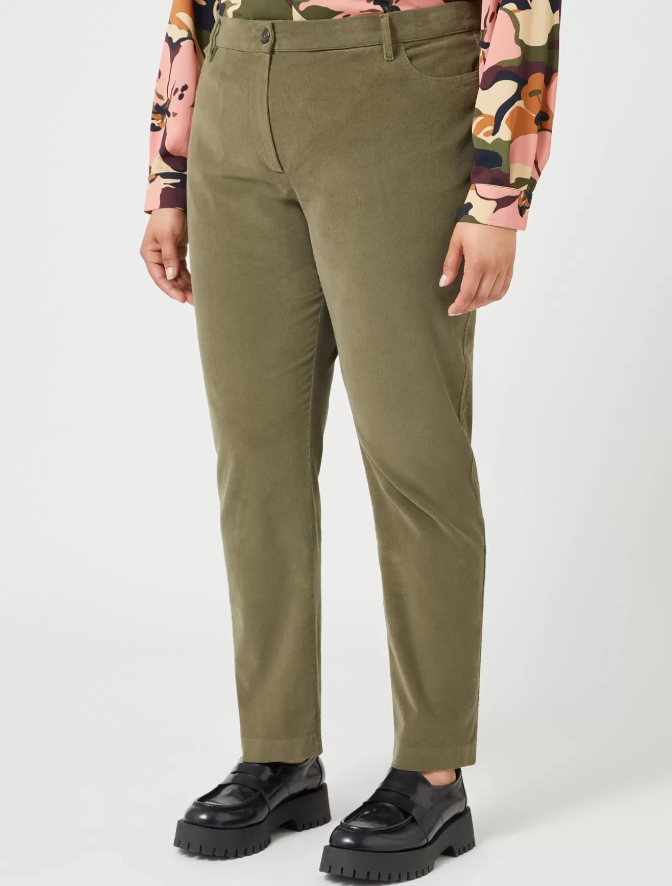 Hosen & Jeans | Hosen & Jeans<Marina Rinaldi Hose aus Baumwollsamt KHAKI