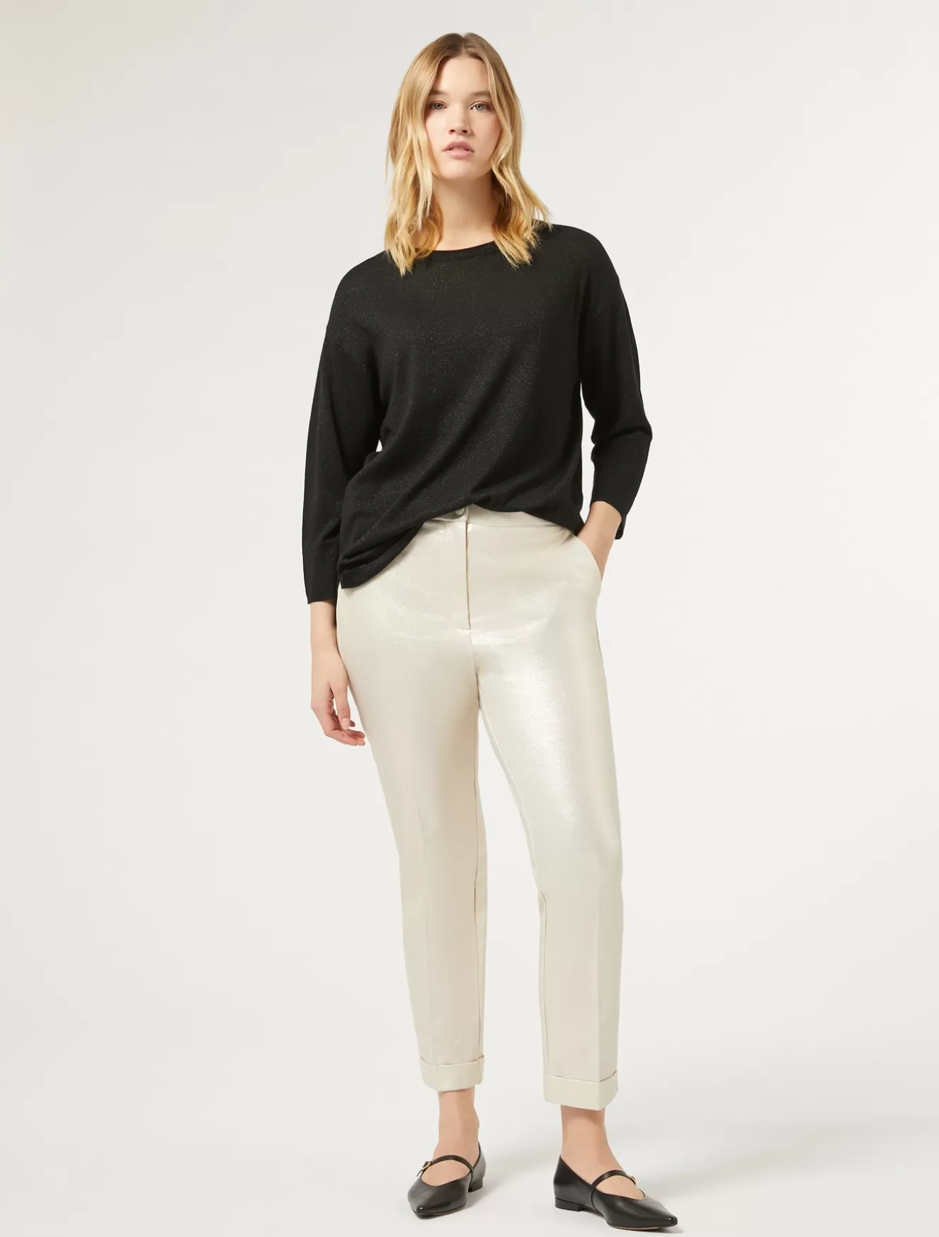 Hosen & Jeans | Hosen & Jeans<Marina Rinaldi Hose aus laminiertem Jersey ELFENBEINFARBEN