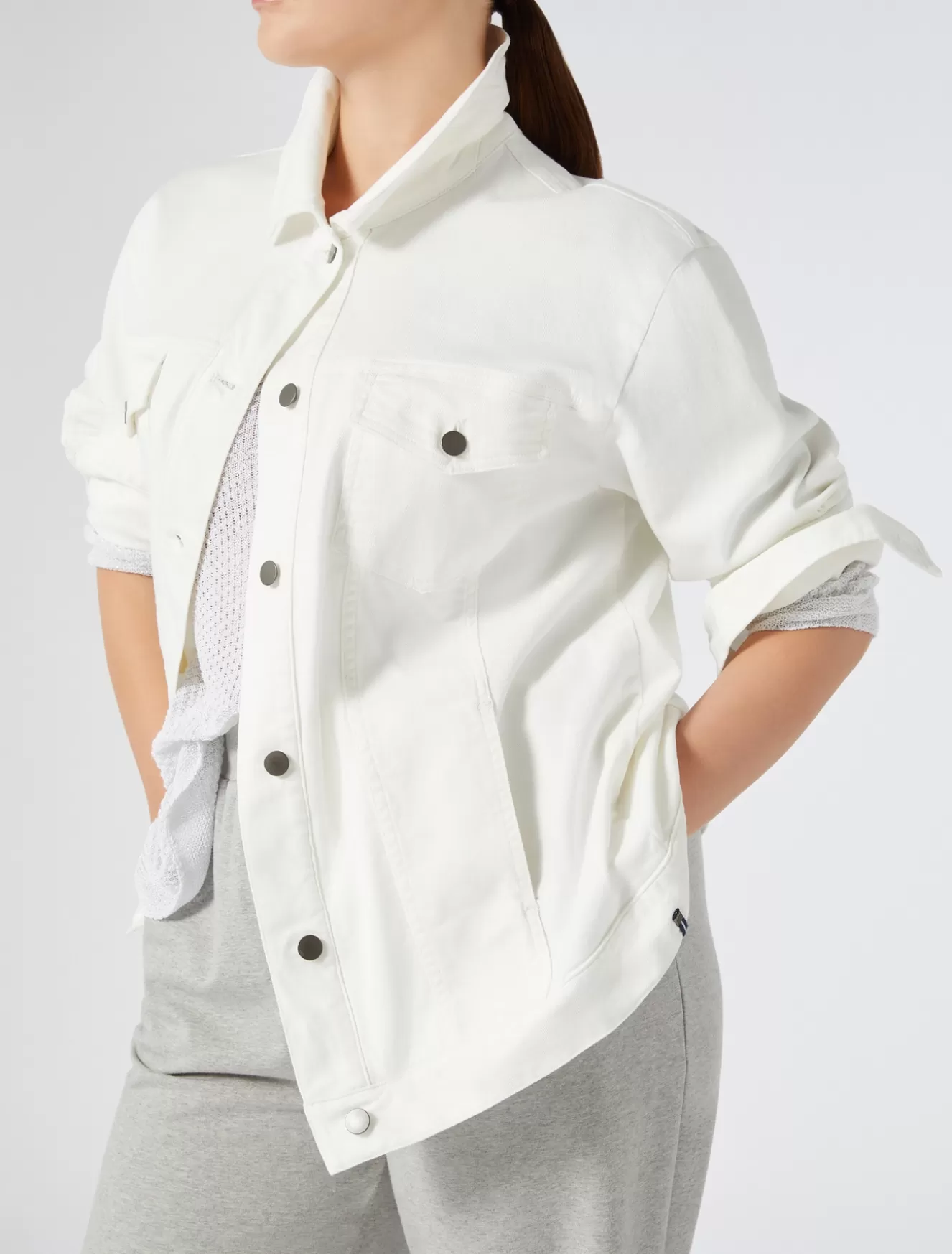 Jacken & Blazer | Jacken & Blazer<Marina Rinaldi Jacke aus Baumwollstretch-Bull WEISS