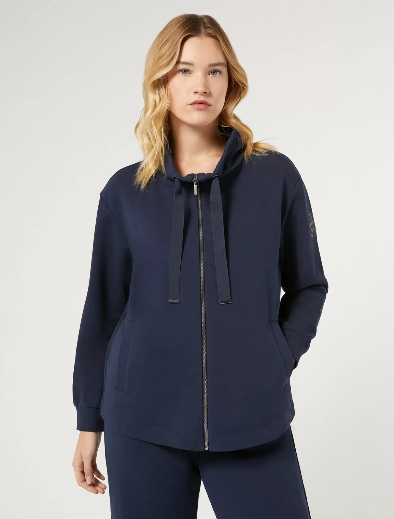 Jacken & Blazer | Jacken & Blazer<Marina Rinaldi Jacke aus Baumwoll-Sweatjersey BLAU