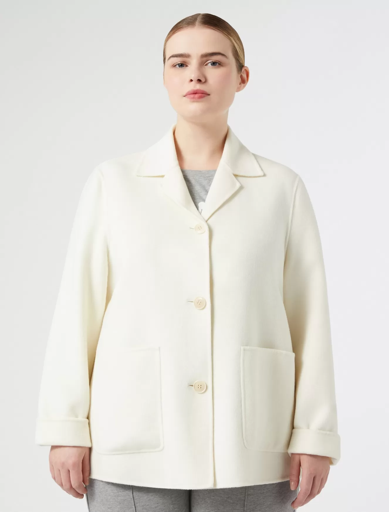 Mäntel & Trenchcoats | Mäntel & Trenchcoats<Marina Rinaldi Jacke aus doppellagigem Wollgemisch ELFENBEINFARBEN