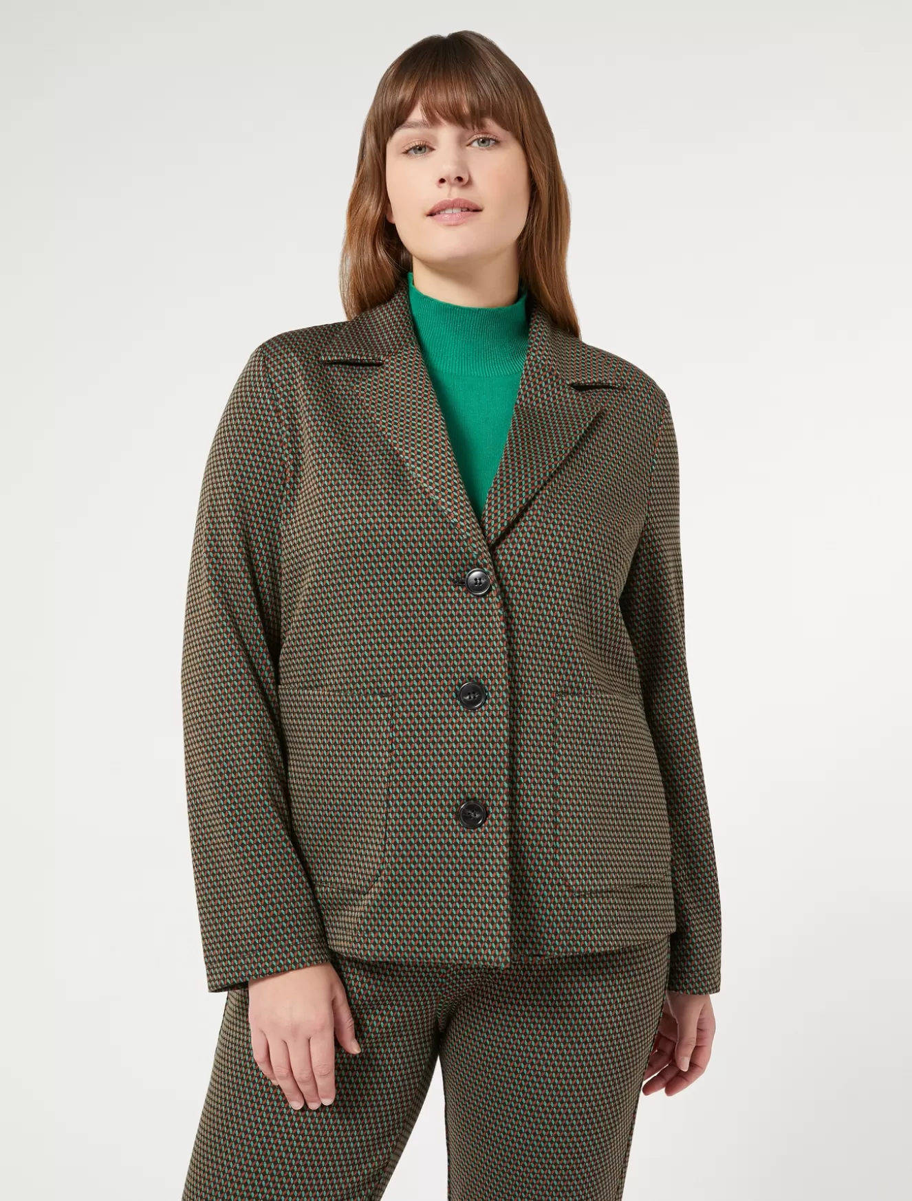 Jacken & Blazer | Jacken & Blazer<Marina Rinaldi Jacke aus Jacquard-Jersey KAFFEE